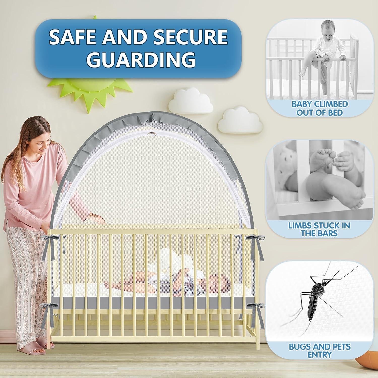 Tienda de Cuna Zkaitoy Grande Gris - Red de Seguridad para Bebés