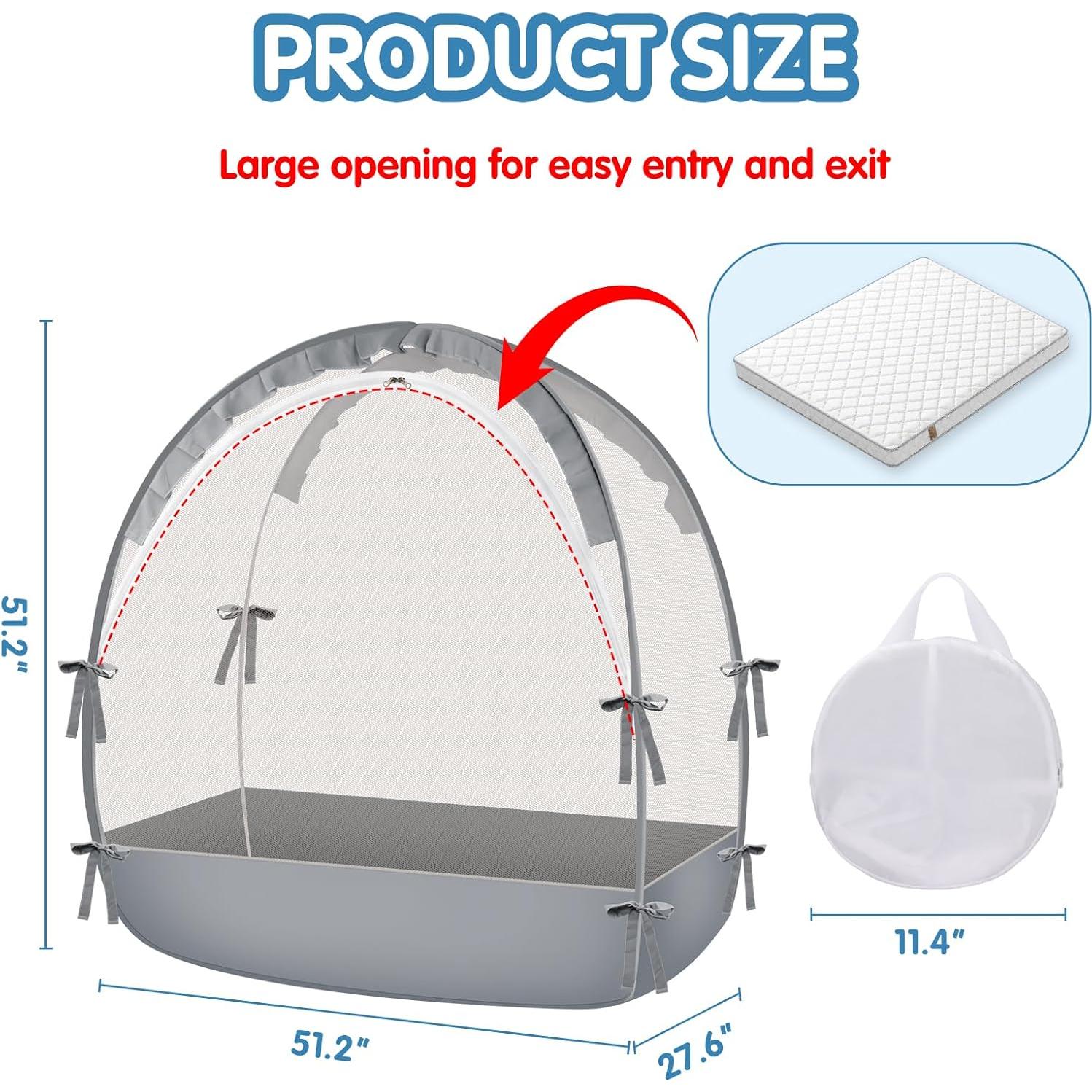 Tienda de Cuna Zkaitoy Grande Gris - Red de Seguridad para Bebés