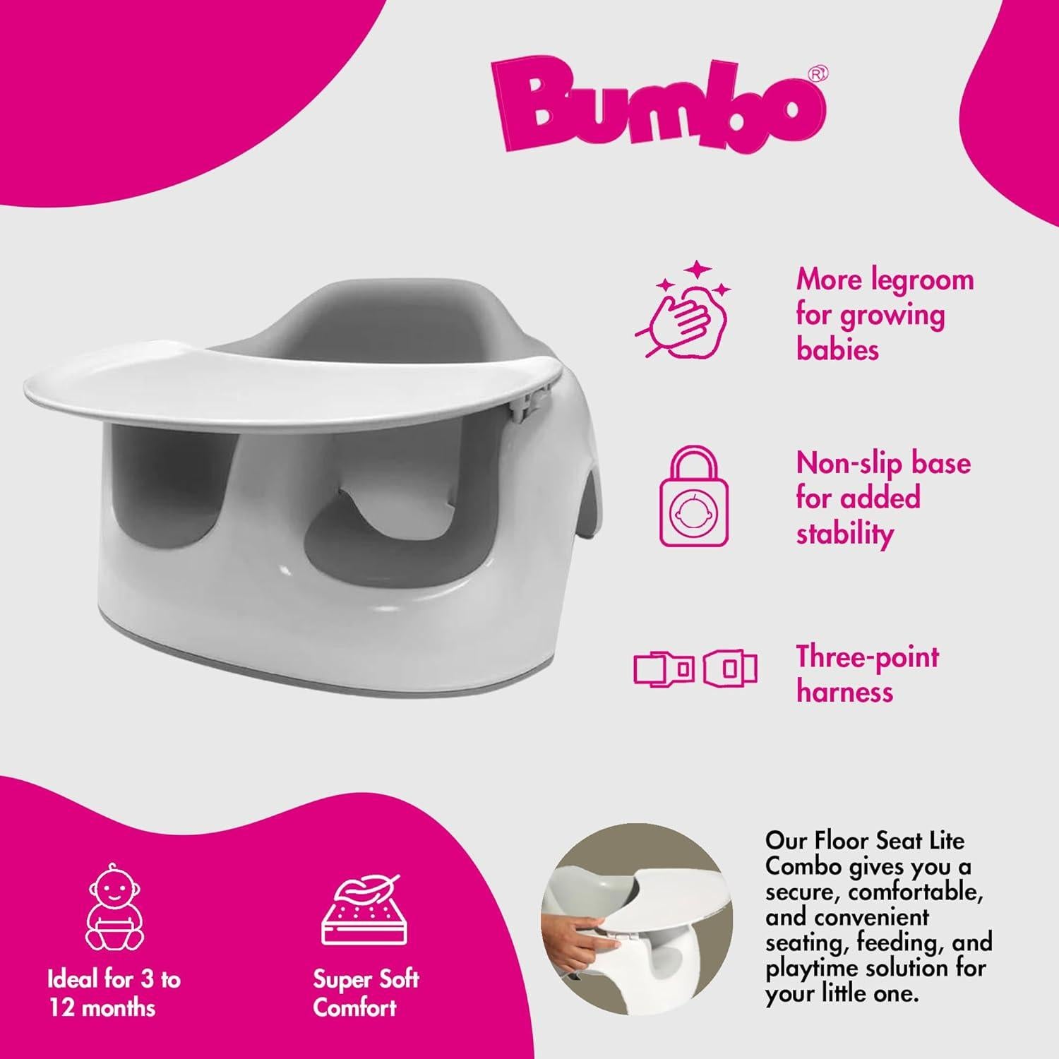 Silla de Piso Bumbo Lite Combo con Bandeja para Bebés