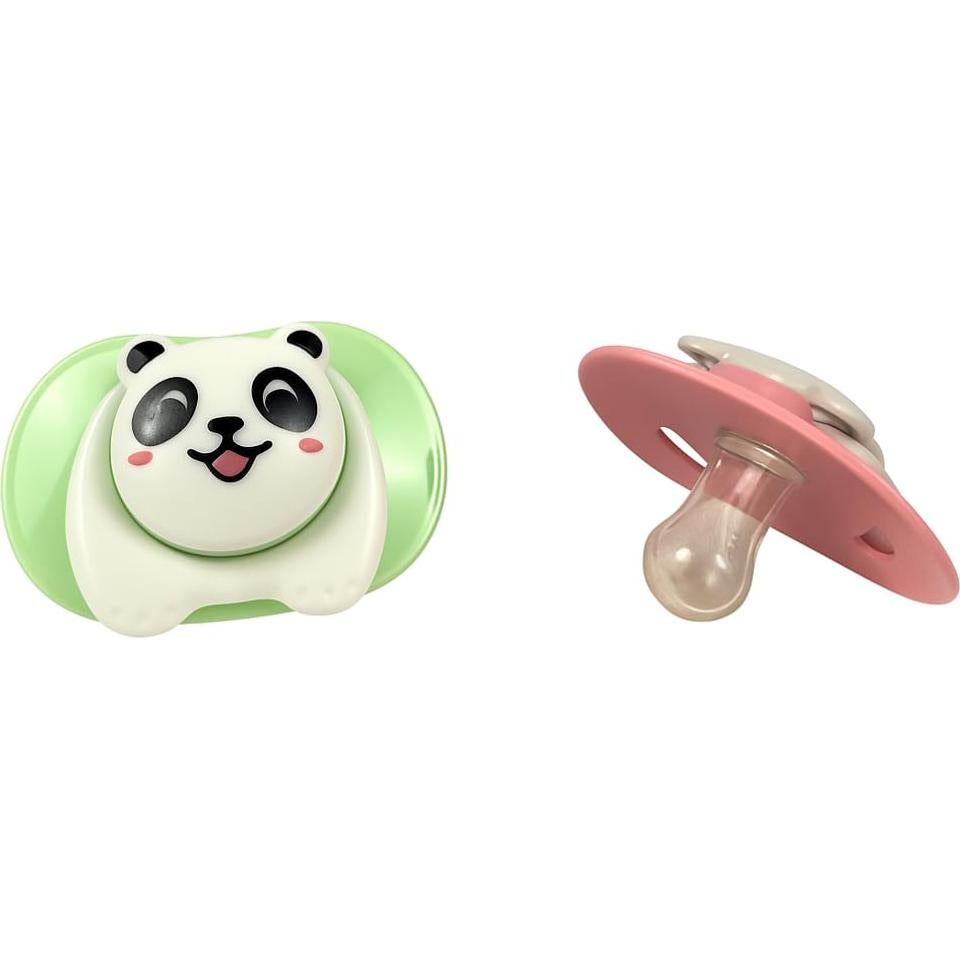 Chupete Ortodóntico Natural Gato y Panda - 2 Piezas