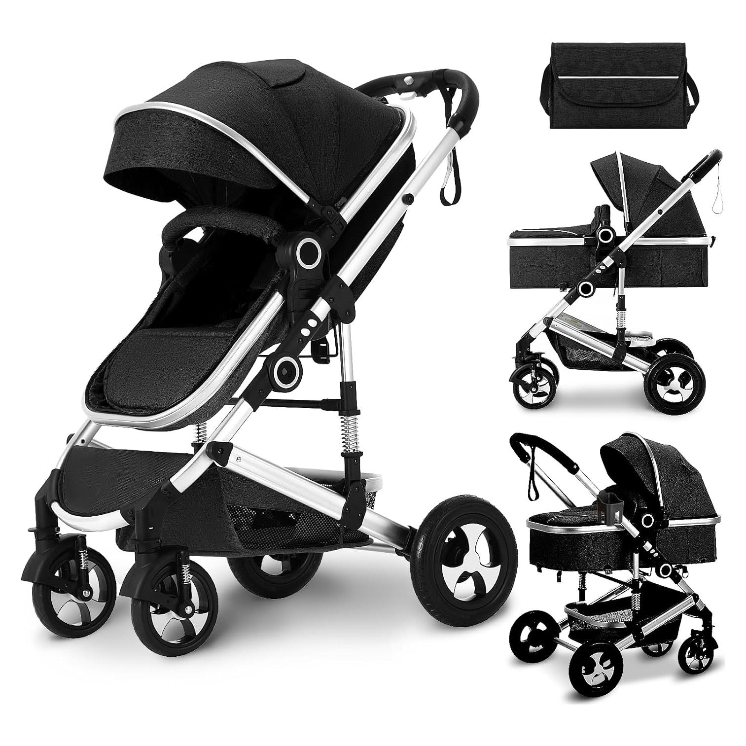 Cochecito Modular Kinder King 2 en 1 Negro Plegable Reversible