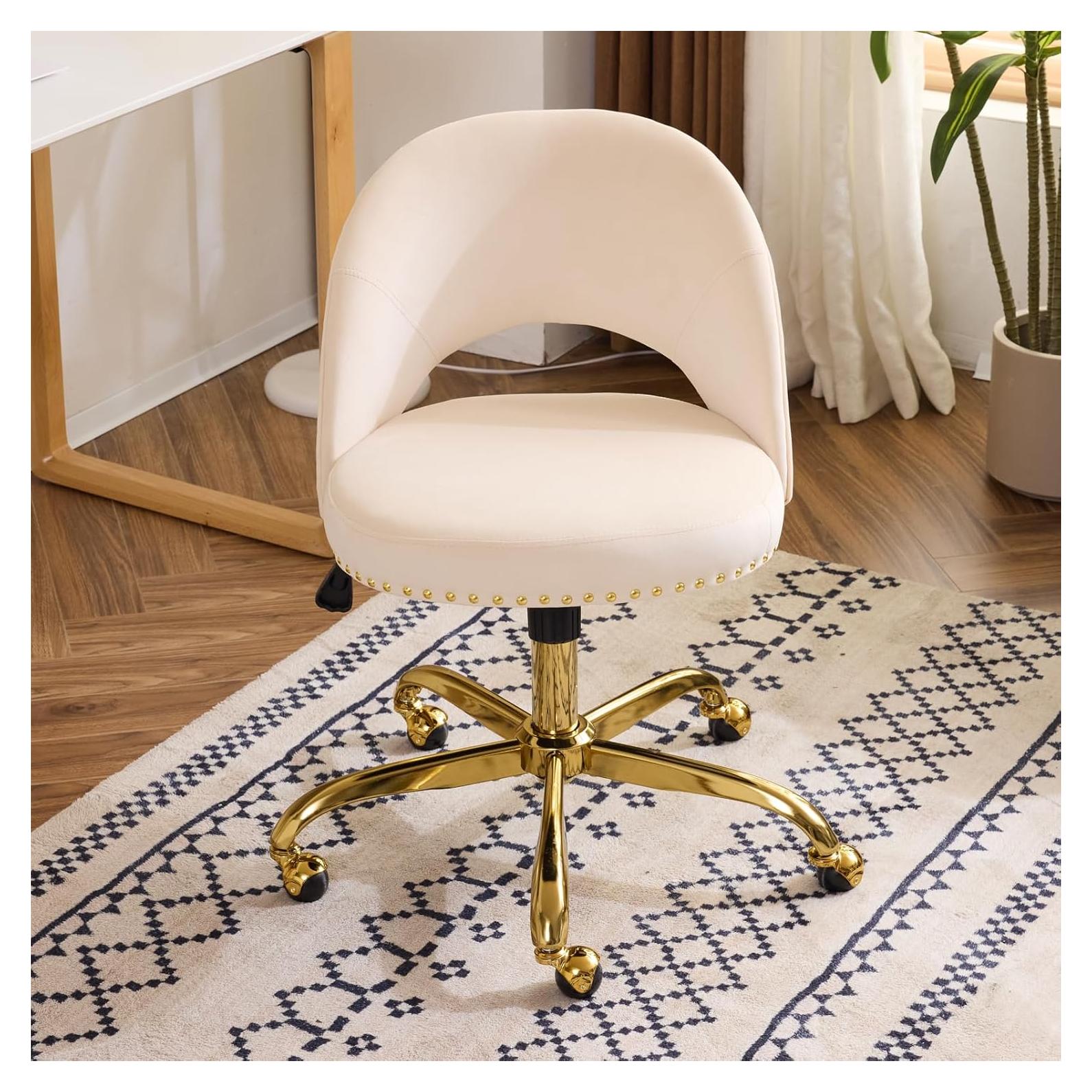 Silla de Oficina VINGLI Beige Moderna sin Brazos con Ruedas
