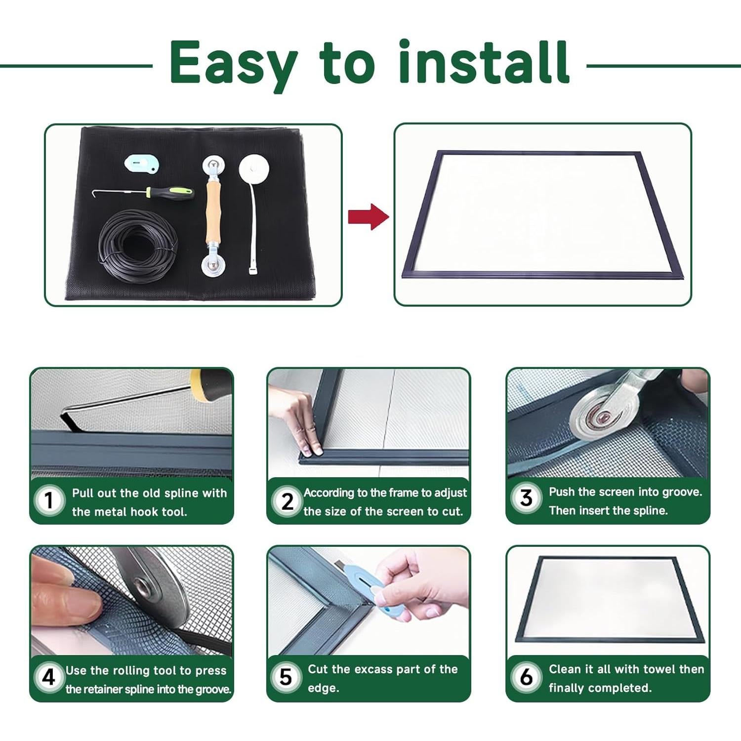 Kit de Reparación de Pantalla de Ventana GeekNi 1.09 kg 48x300 cm