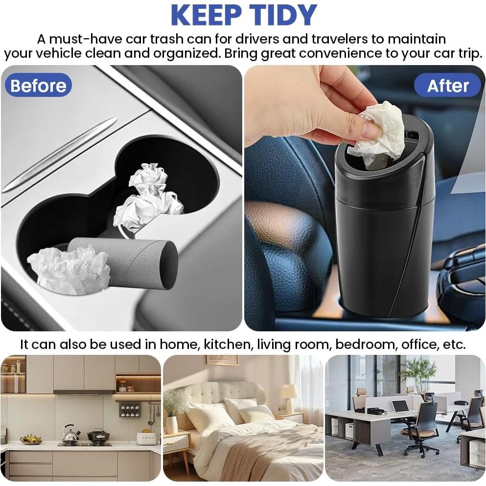 Bote de Basura para Auto EMVANV 2 Pcs Negro Impermeable