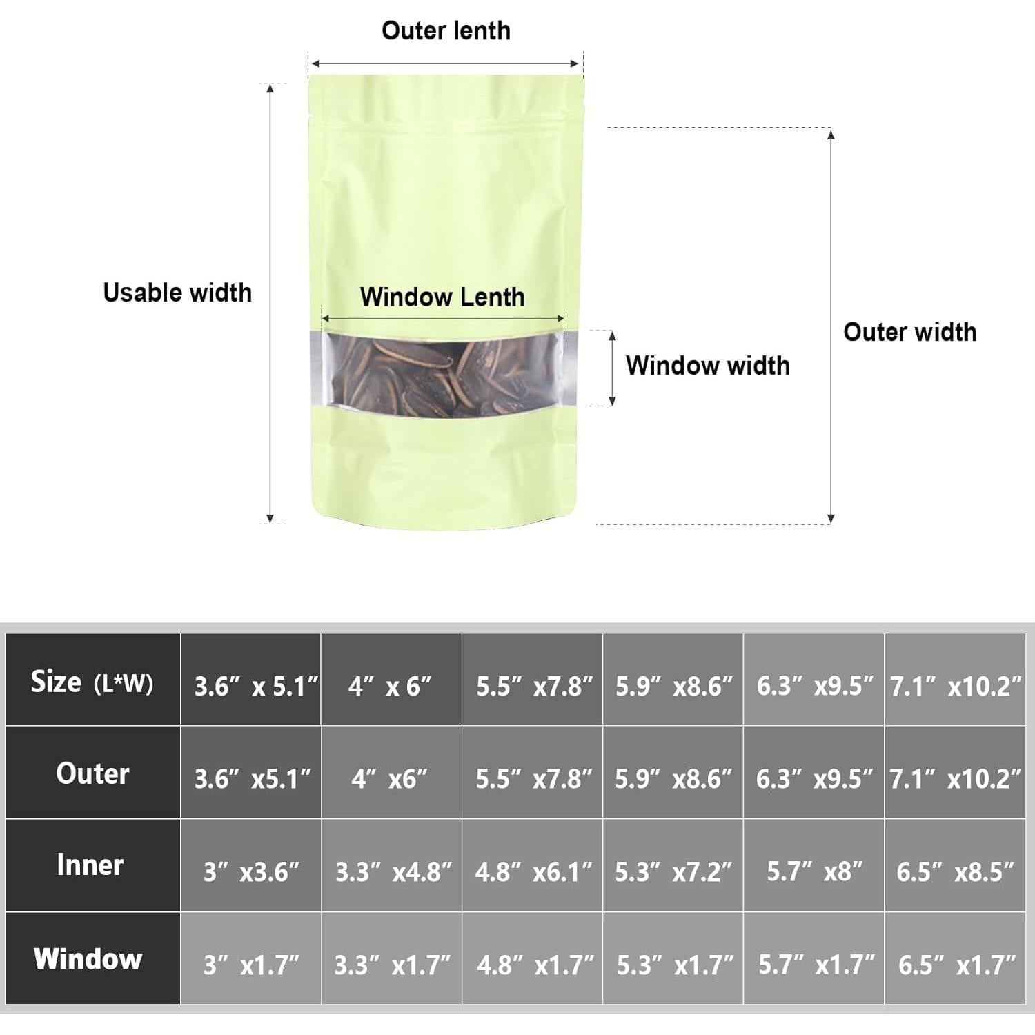 Bolsas Mylar ODDIER 3.5x5" 120pcs Reutilizables Beige