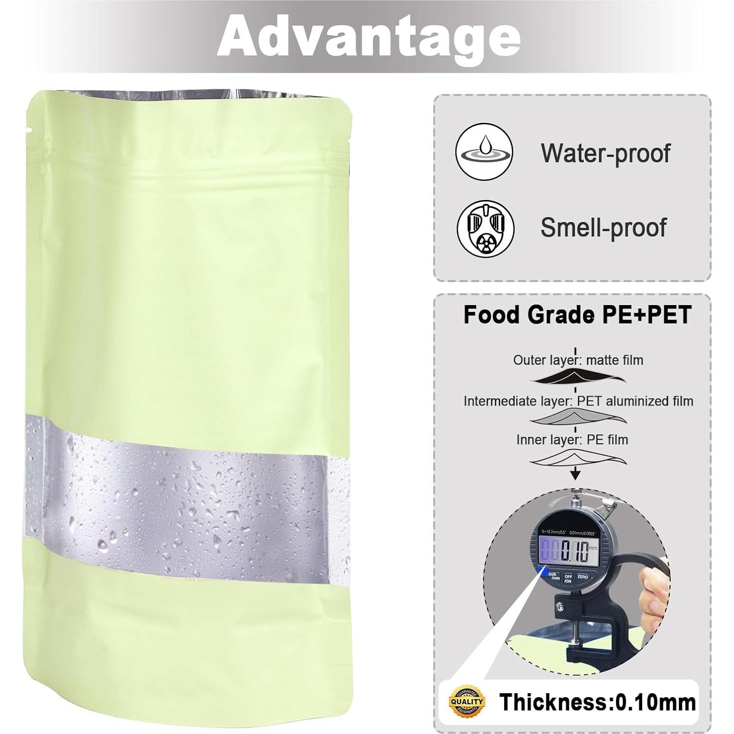 Bolsas Mylar ODDIER 3.5x5" 120pcs Reutilizables Beige