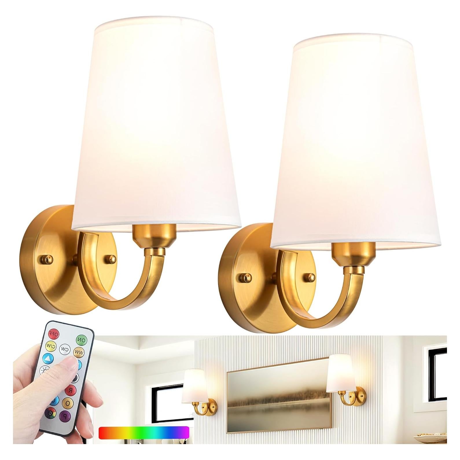 Juego de 2 apliques de pared recargables Slywise RGB 7 colores