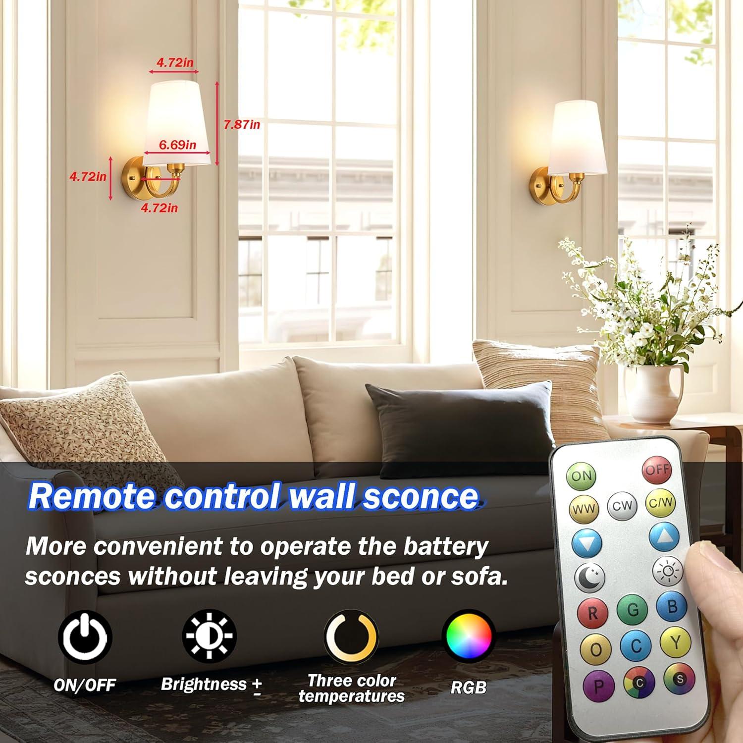 Juego de 2 apliques de pared recargables Slywise RGB 7 colores