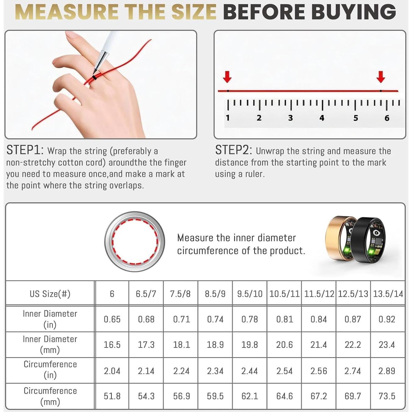 Anillo Inteligente UniJethro Negro 6# - Monitoreo Salud y Fitness