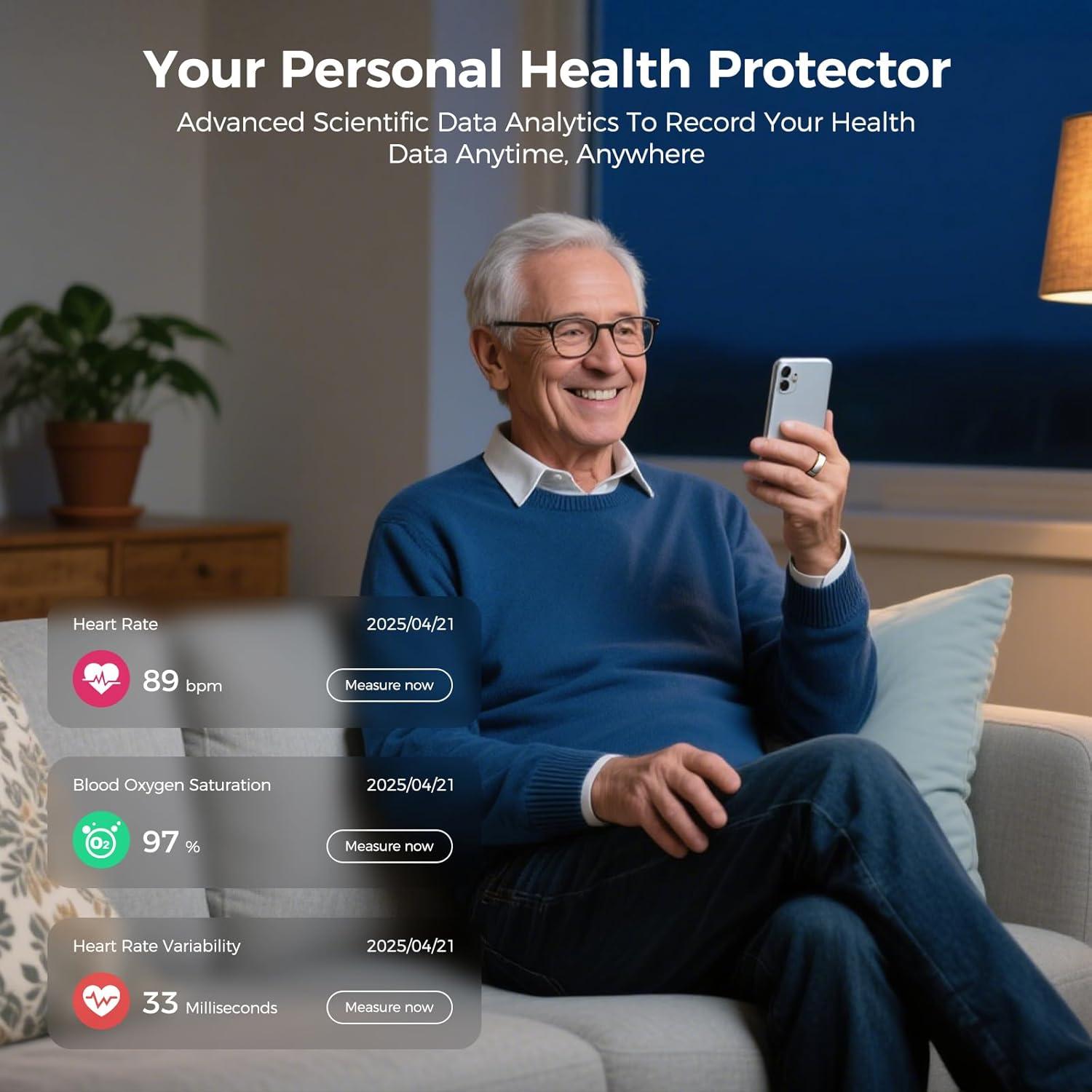 Anillo Inteligente UniJethro Negro 6# - Monitoreo Salud y Fitness