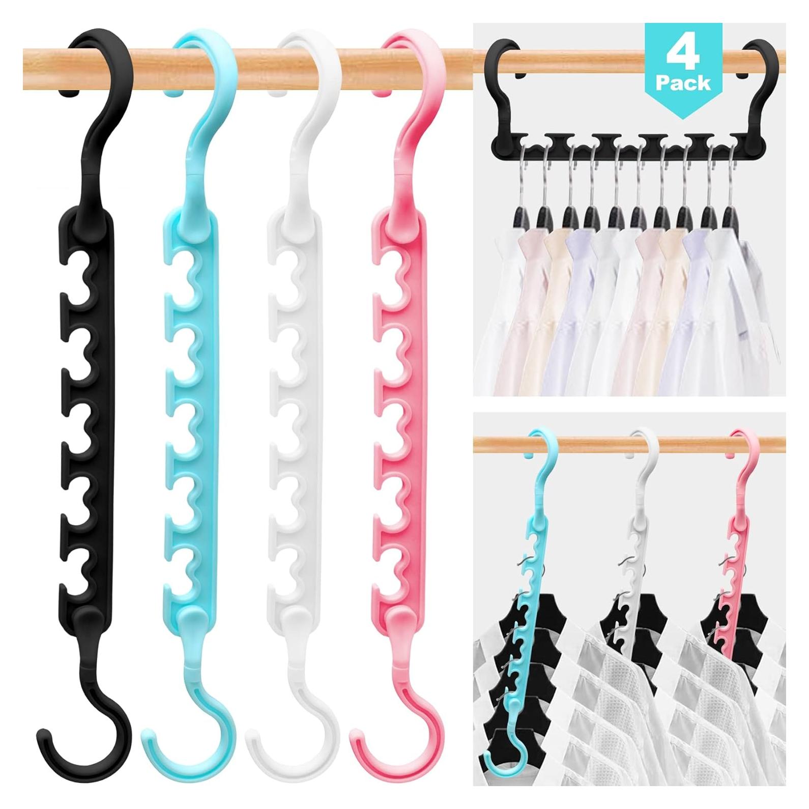 4 Perchas de Plástico HZZILEY para Closet Ahorra Espacio