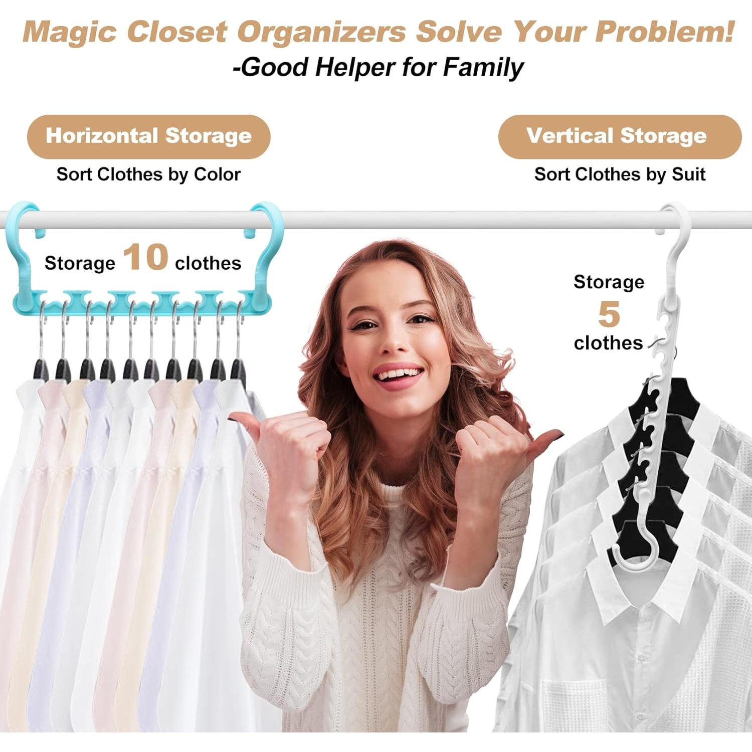 4 Perchas de Plástico HZZILEY para Closet Ahorra Espacio