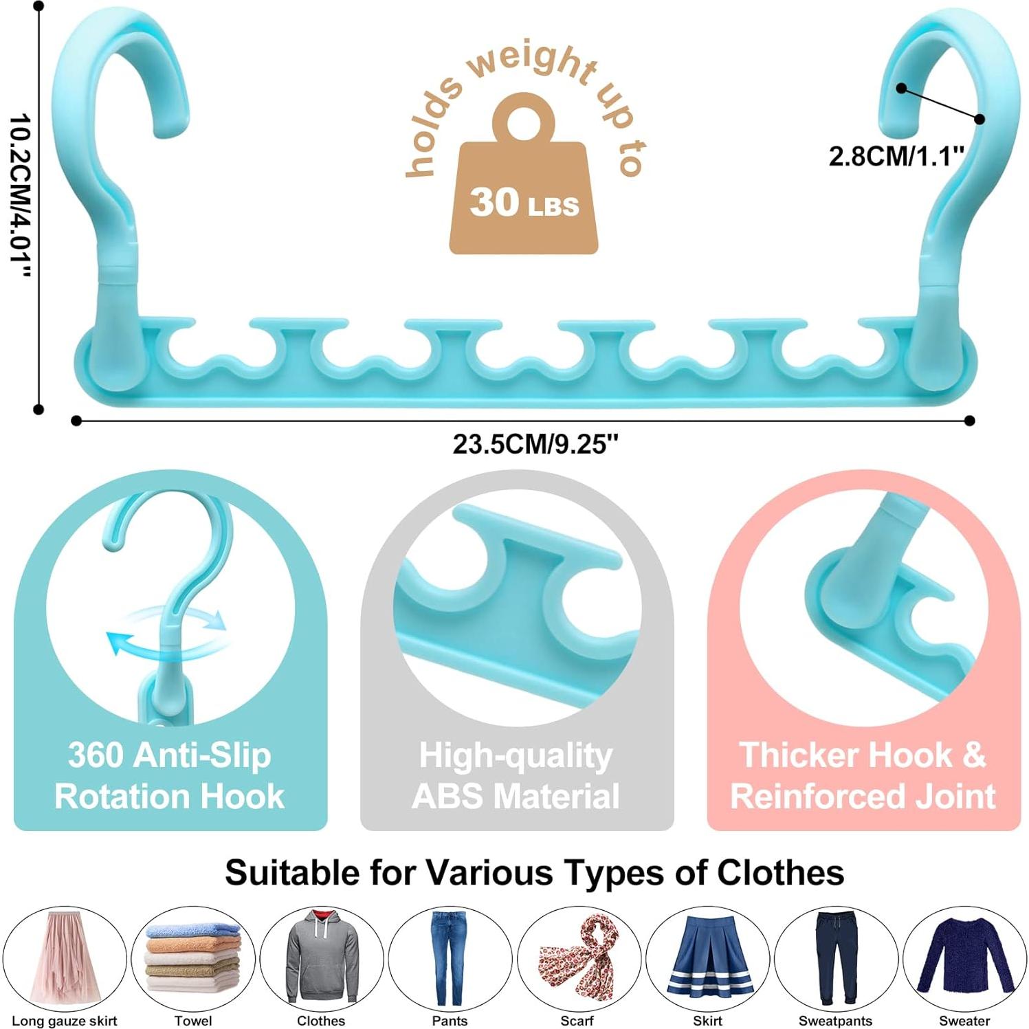 4 Perchas de Plástico HZZILEY para Closet Ahorra Espacio