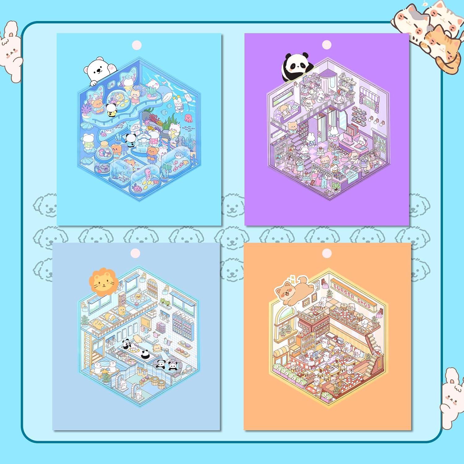 Set de Stickers 3D Reutilizables Lestp - 4 Piezas para DIY