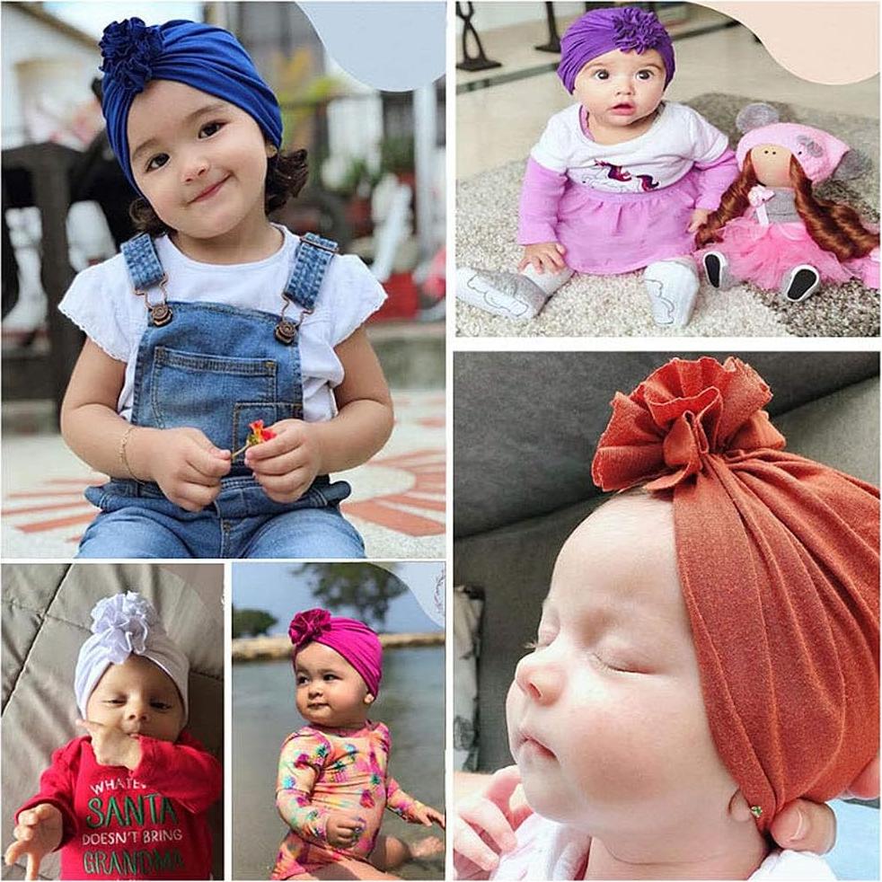 Gorro Turbán para Bebés Algodón Suave 0M-4 Años 5 Piezas