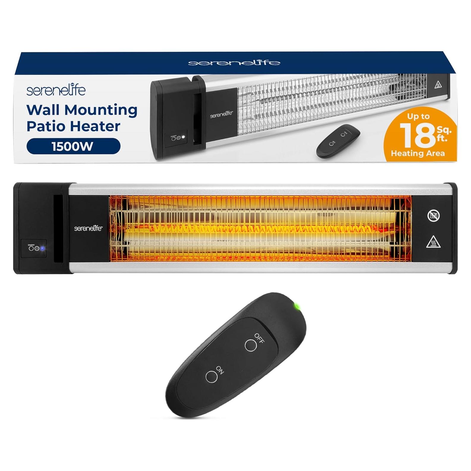 Calentador de Patio Eléctrico SereneLife 1500W IP65 Montaje Pared