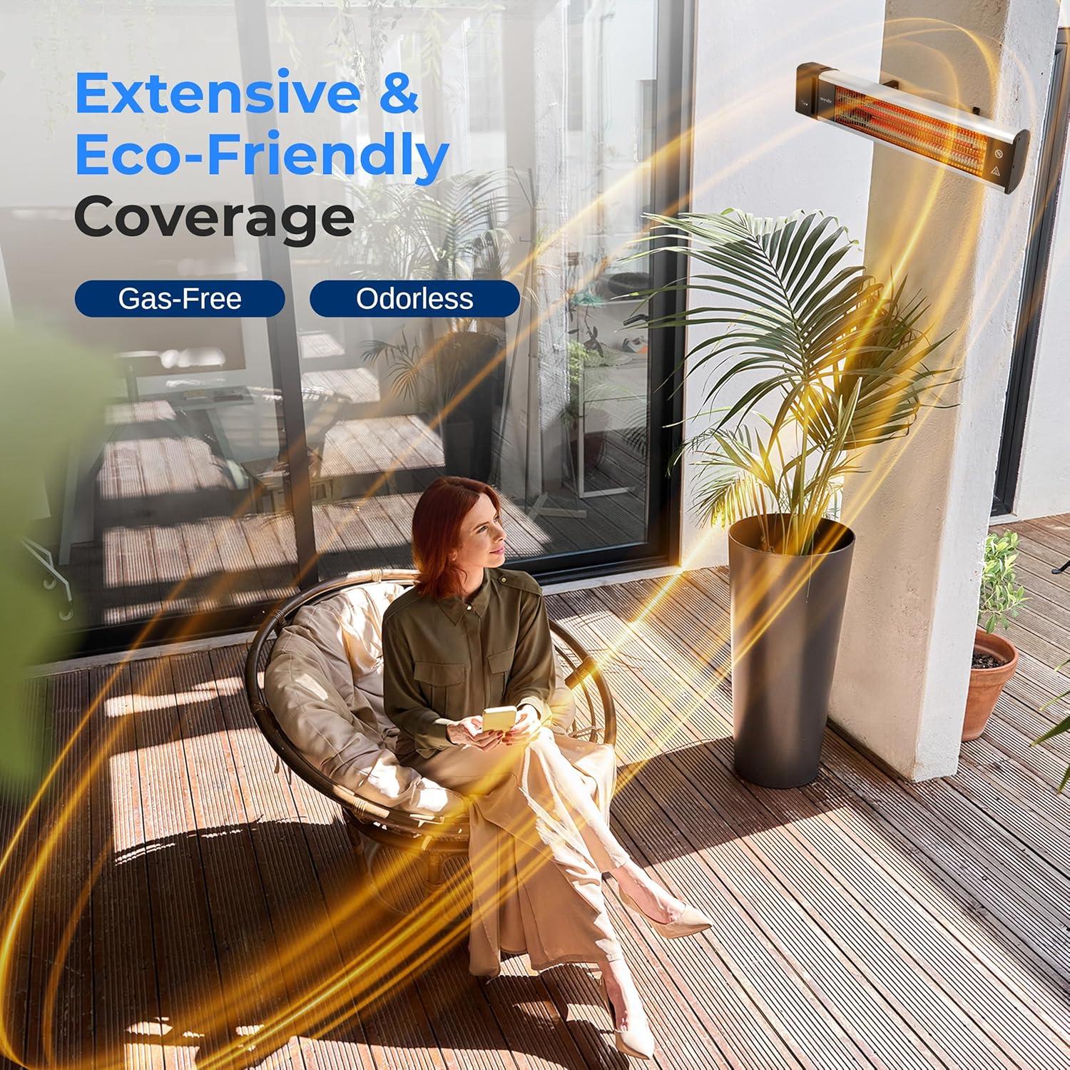 Calentador de Patio Eléctrico SereneLife 1500W IP65 Montaje Pared