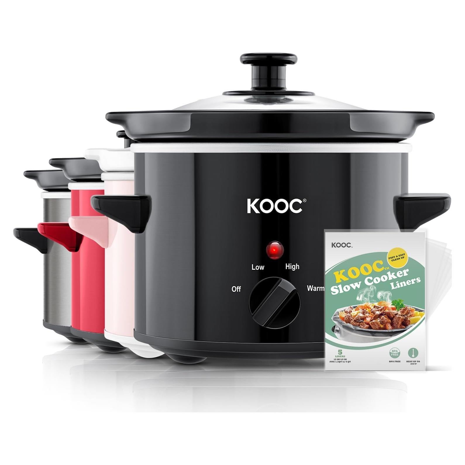 Olla de Cocción Lenta KOOC 2QT Cerámica Negra con Forros