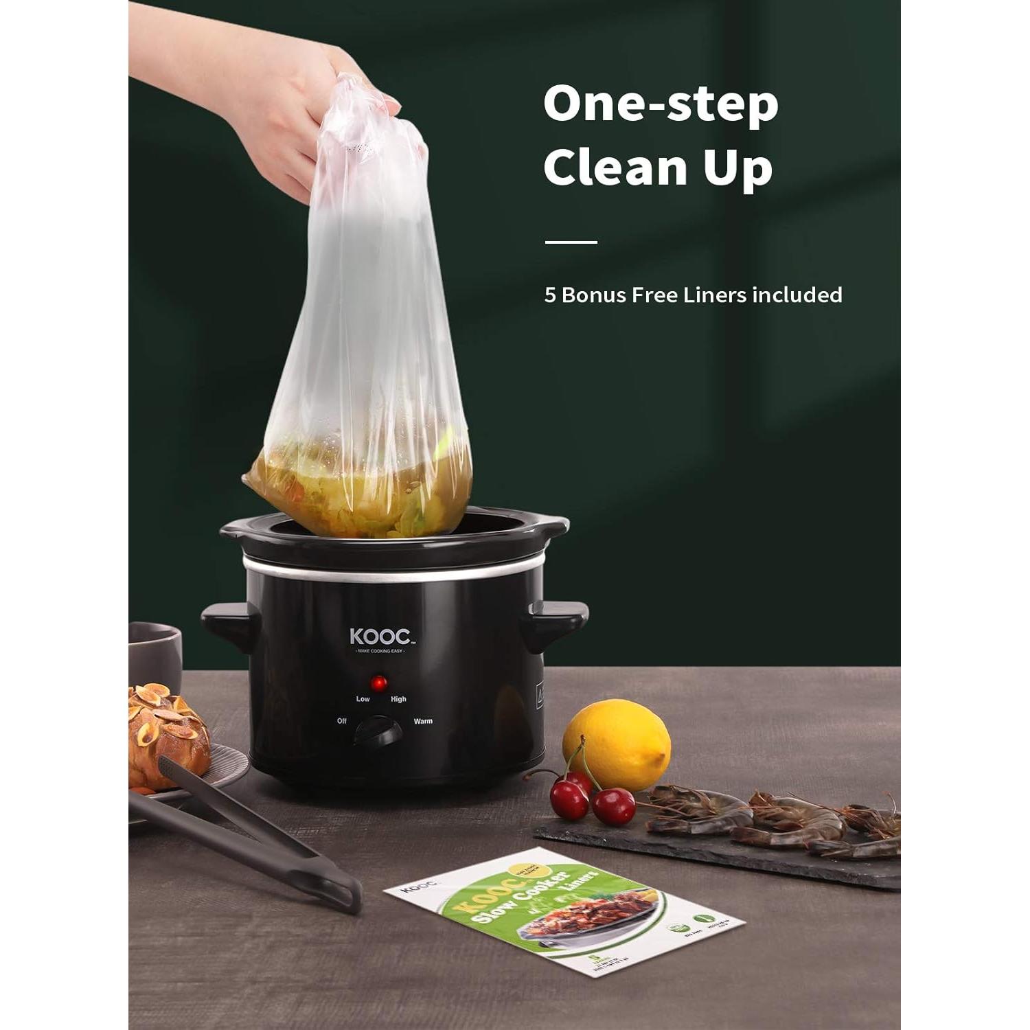 Olla de Cocción Lenta KOOC 2QT Cerámica Negra con Forros