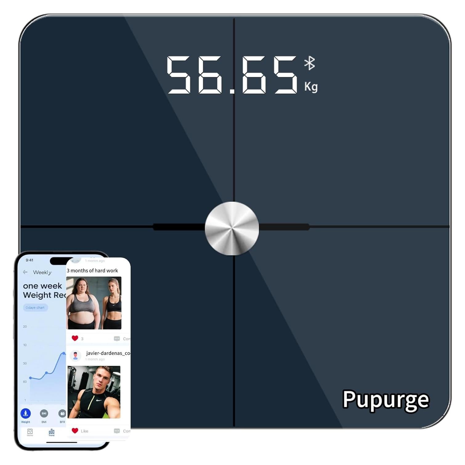 Báscula de Baño Digital PUPURGE CF812 con IMC y Grasa Corporal