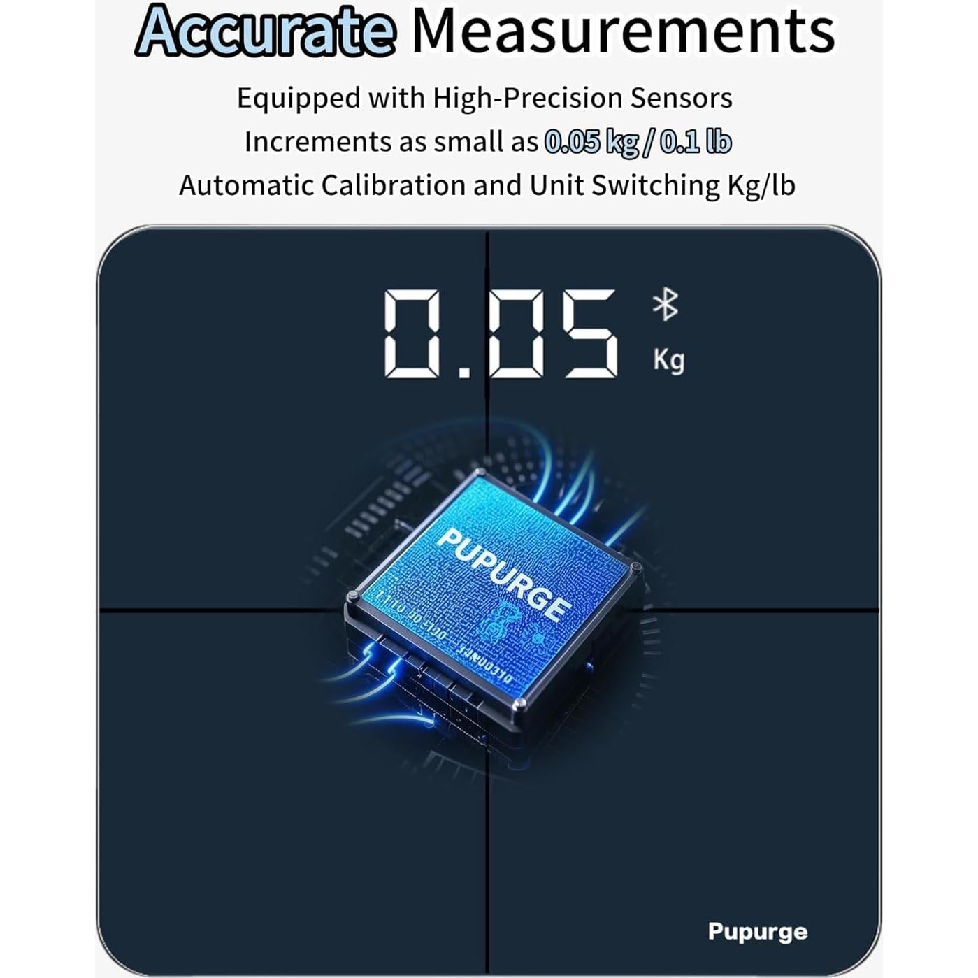 Báscula de Baño Digital PUPURGE CF812 con IMC y Grasa Corporal