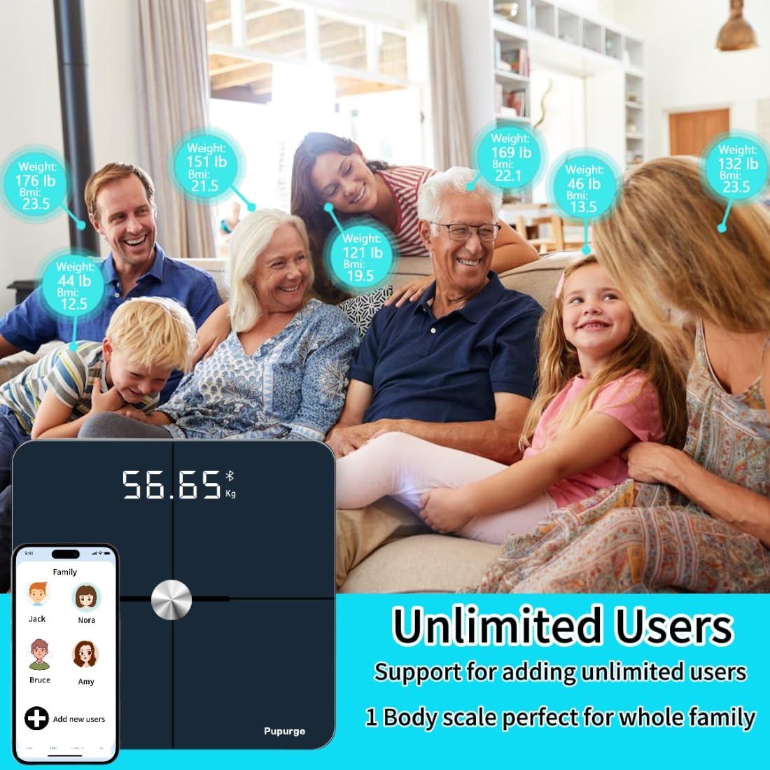 Báscula de Baño Digital PUPURGE CF812 con IMC y Grasa Corporal