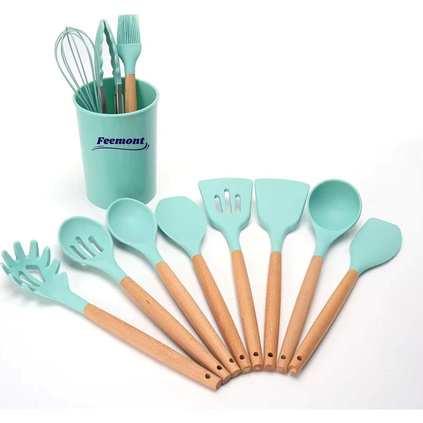 Juego de Utensilios de Cocina FEEMONT 33 Piezas Silicona Verde