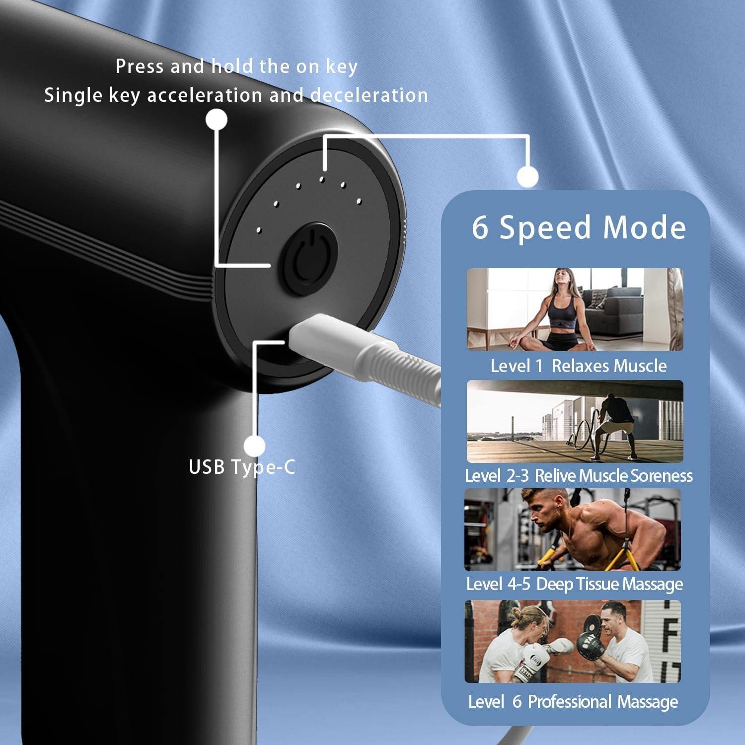 Mini Pistola de Masaje ZEOEZHBI Negro, Alivio Muscular Portátil