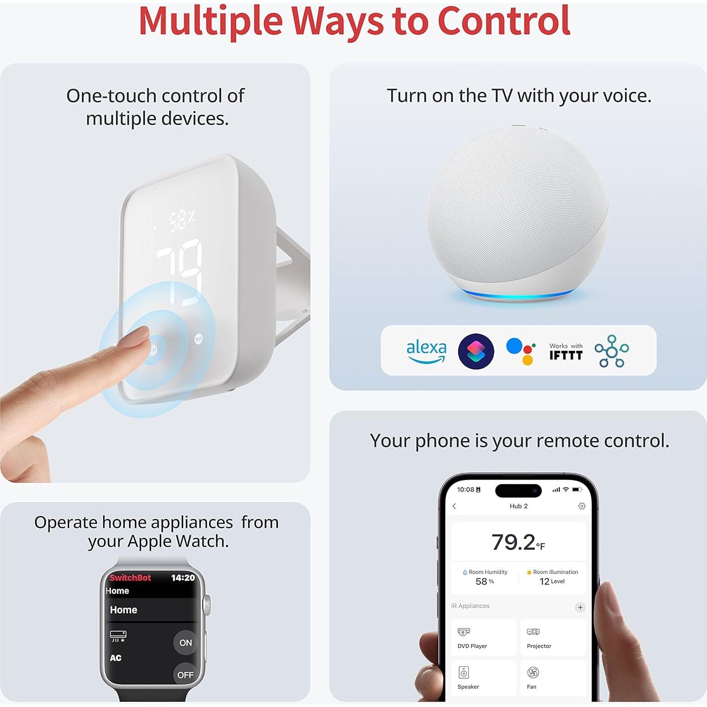 SwitchBot Hub 2 (2da Gen) Termómetro Higrómetro WiFi Inteligente