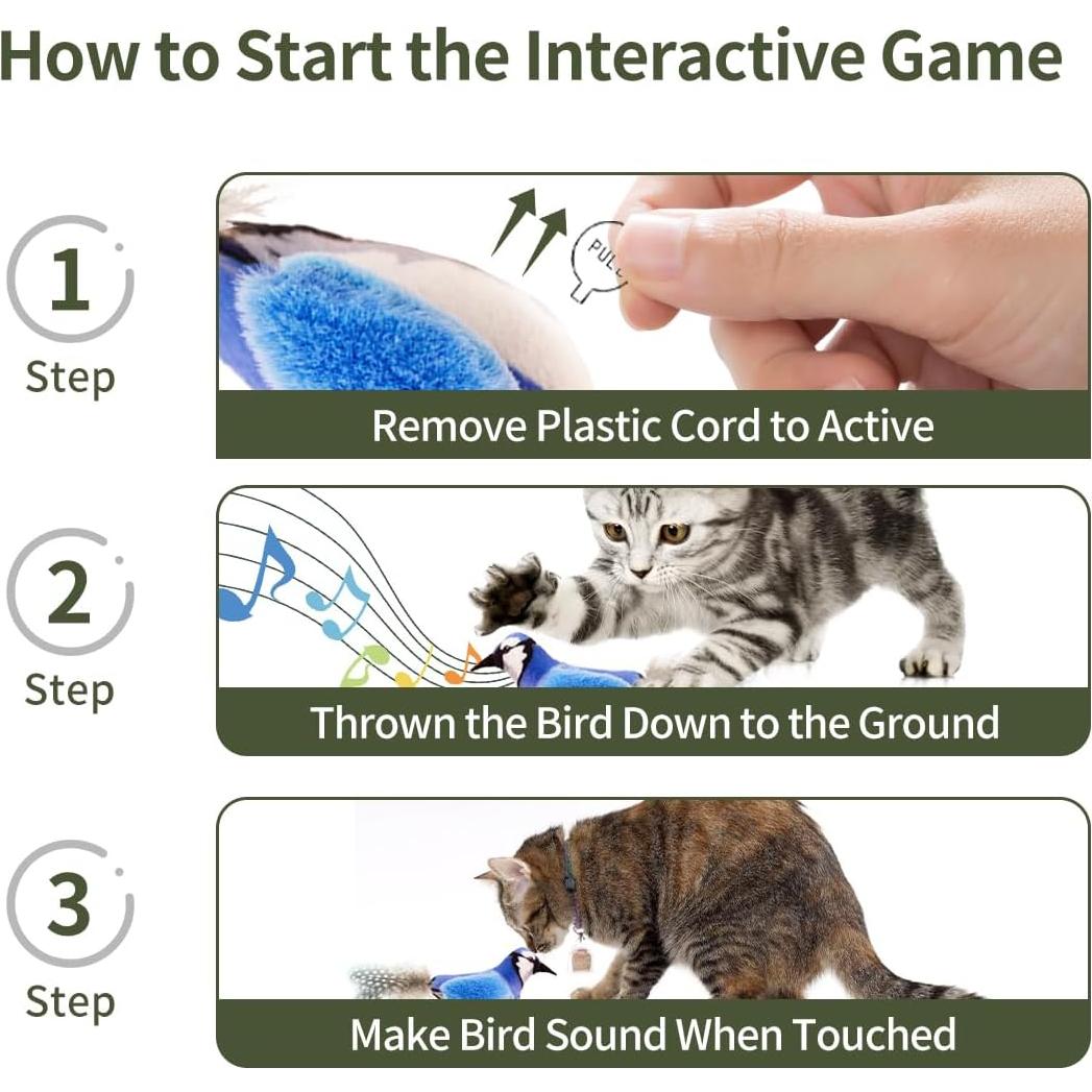 Juguetes Interactivos para Gatos Ecubes con Hierba Gatera - 2 Pájaro