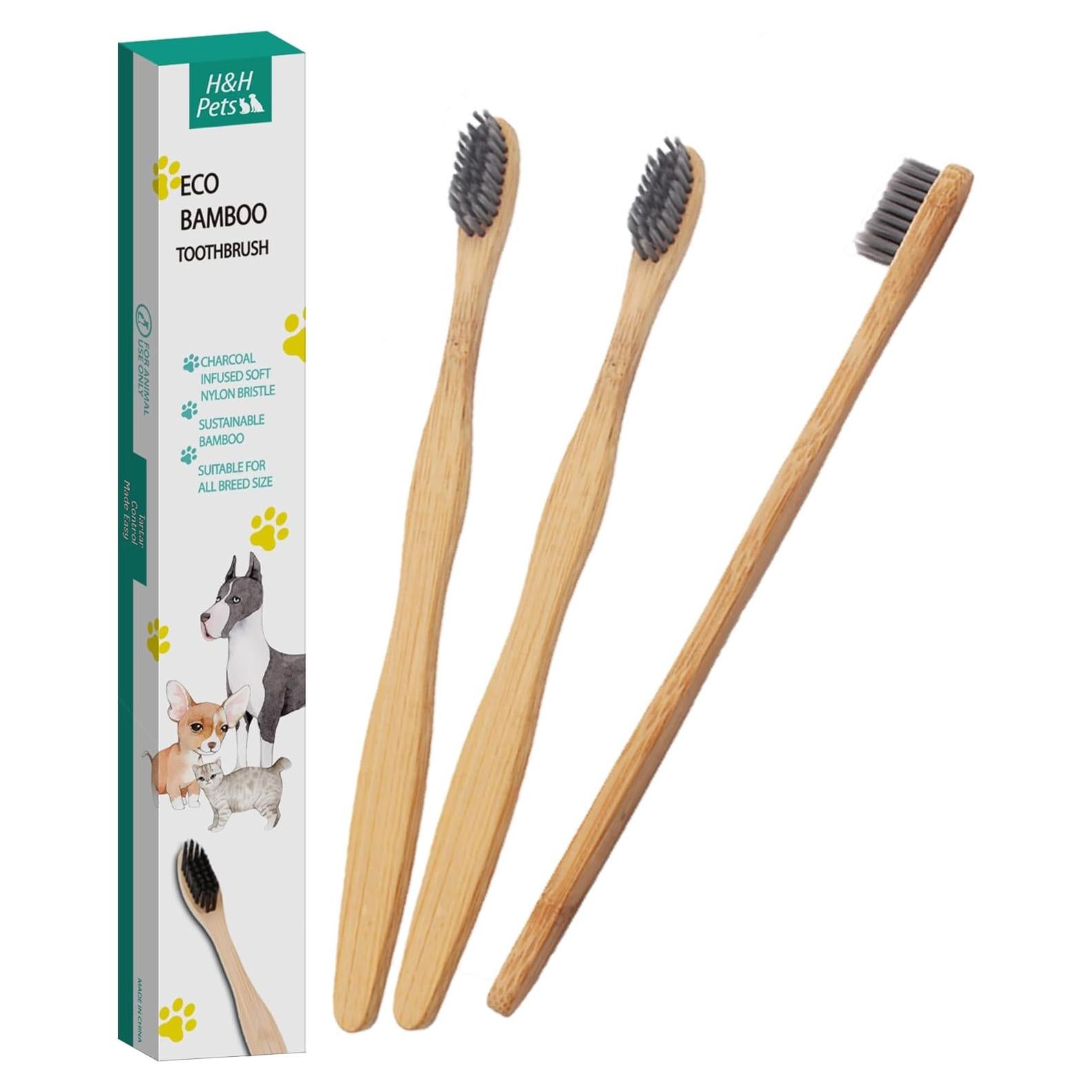 Juego de Cepillos de Dientes de Bambú H&H Pets - 3 Unidades