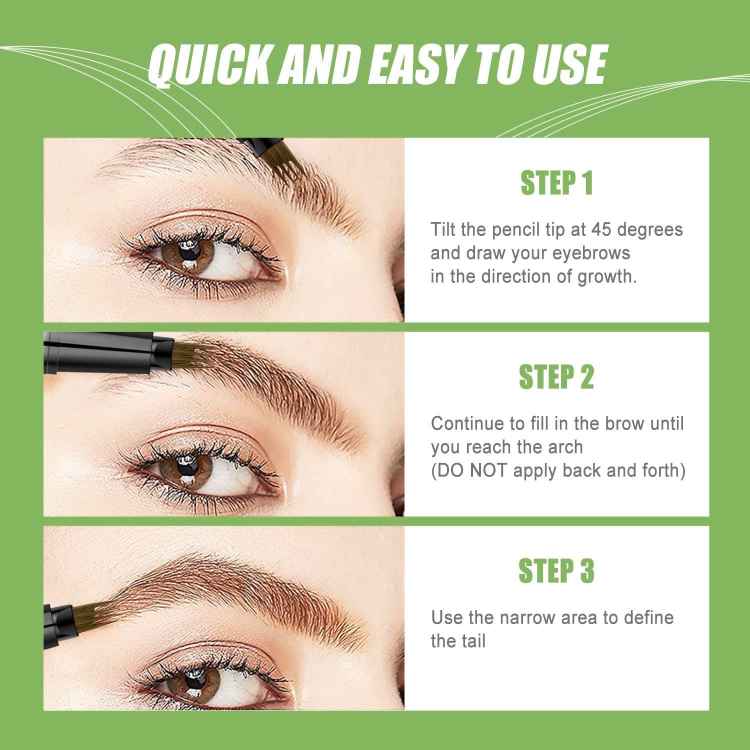 Lápiz de Cejas Microblading Shantou Castaño Medio 4 Puntas