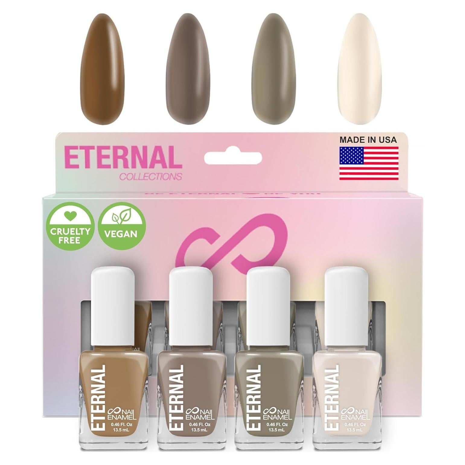 Set de Esmalte de Uñas Eterno 4 Colores Secado Rápido 13.5mL