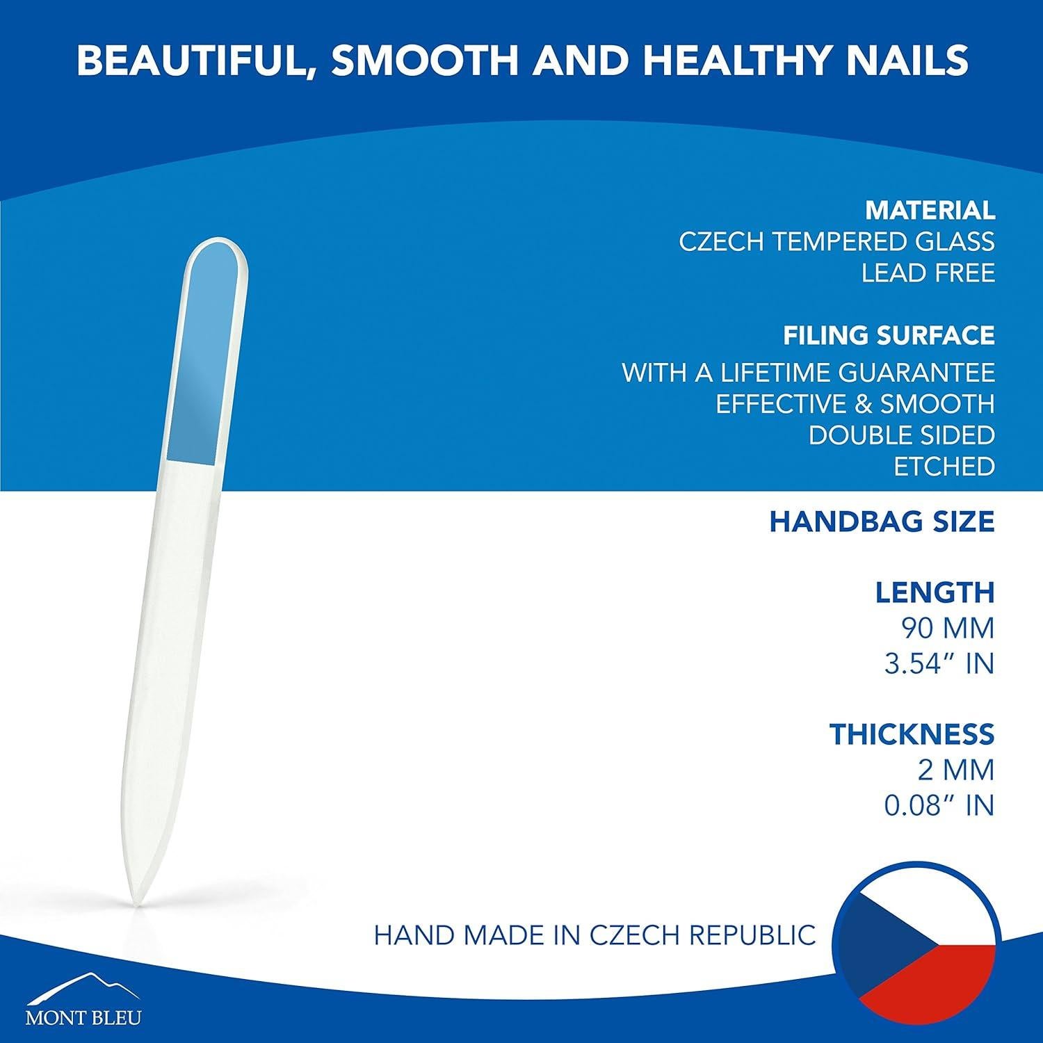 Lima de Uñas de Cristal Mont Bleu - Pequeña 90mm - Hecha a Mano