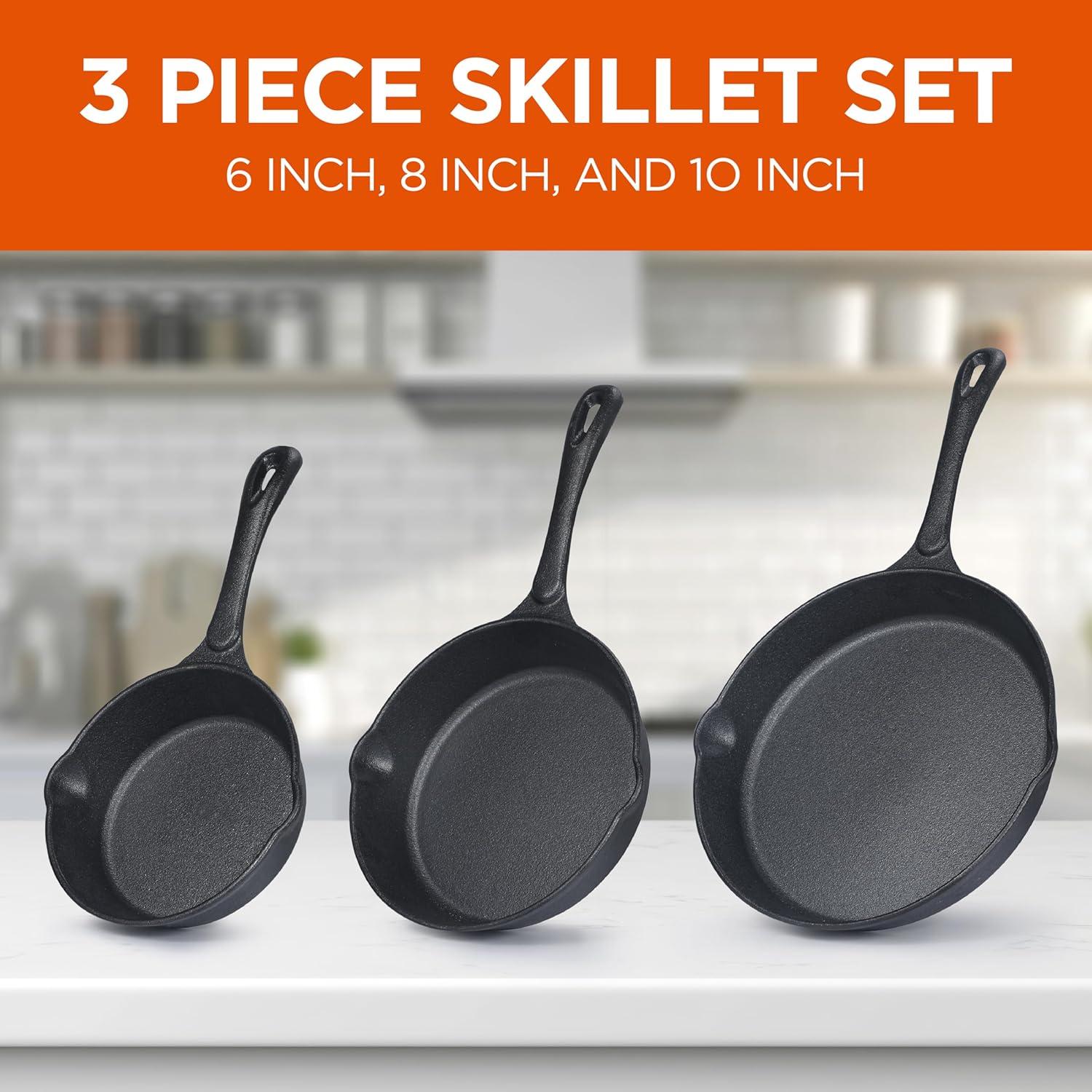 Juego de Sartenes de Hierro Fundido Commercial CHEF 3 Piezas 15-25 cm