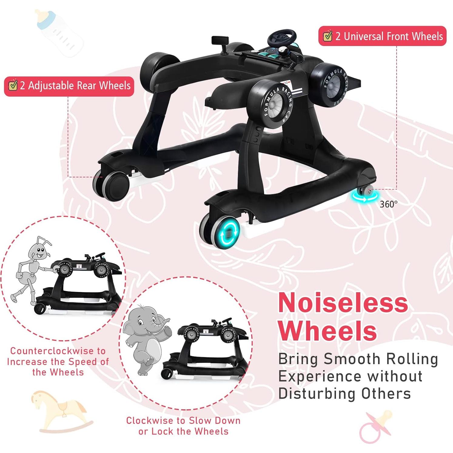 Andador 4-en-1 BABY JOY Plegable Ajustable para Bebés 6-18 Meses