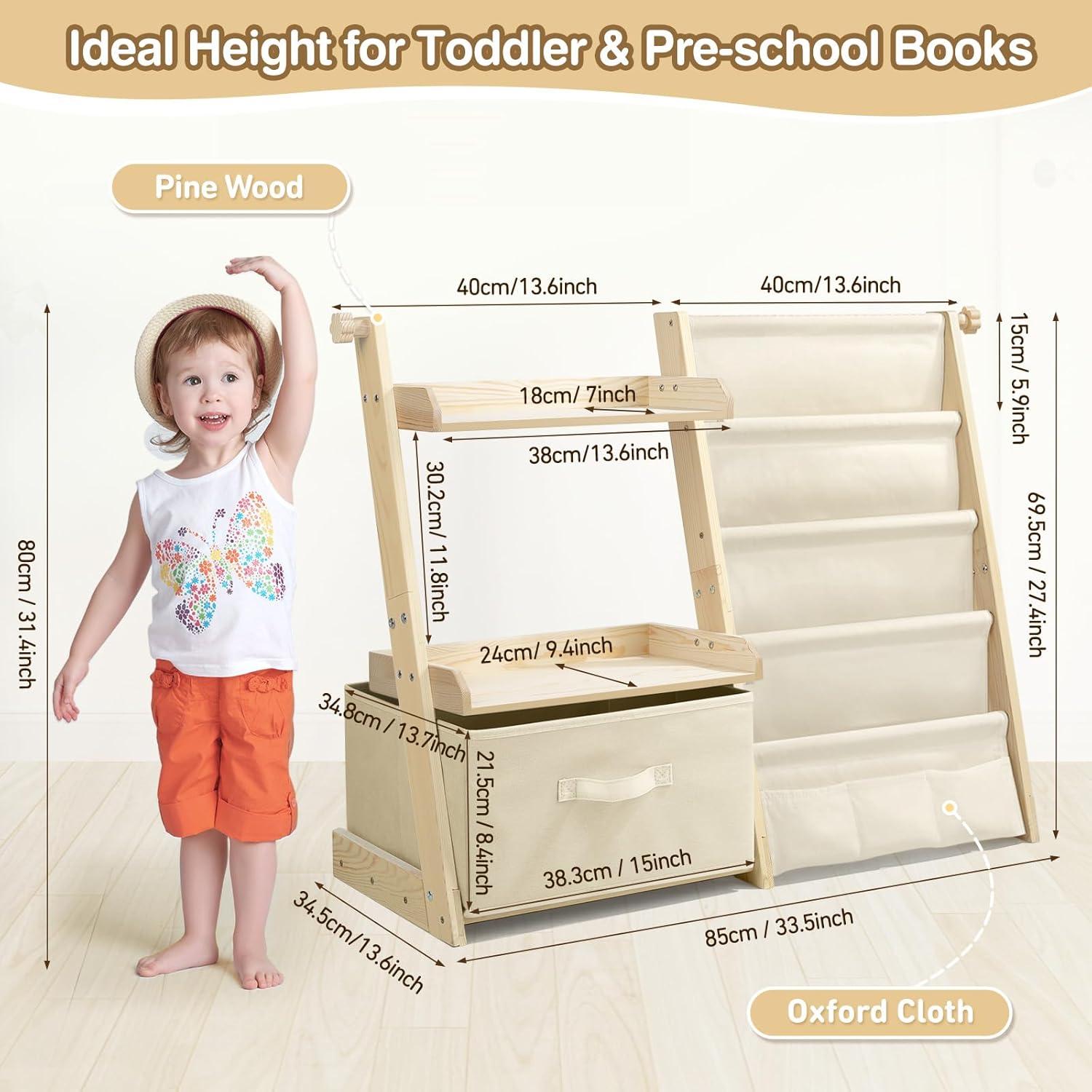 Estantería Organizador de Juguetes 2 en 1 Wooshwa Beige