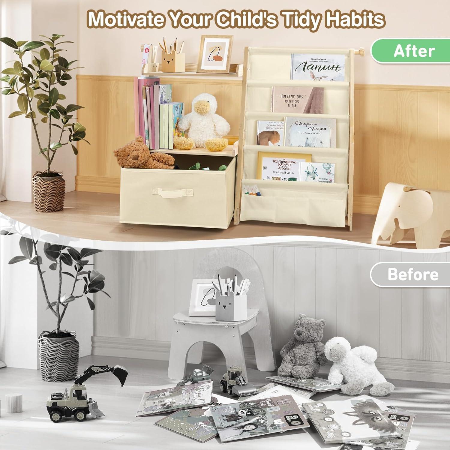 Estantería Organizador de Juguetes 2 en 1 Wooshwa Beige