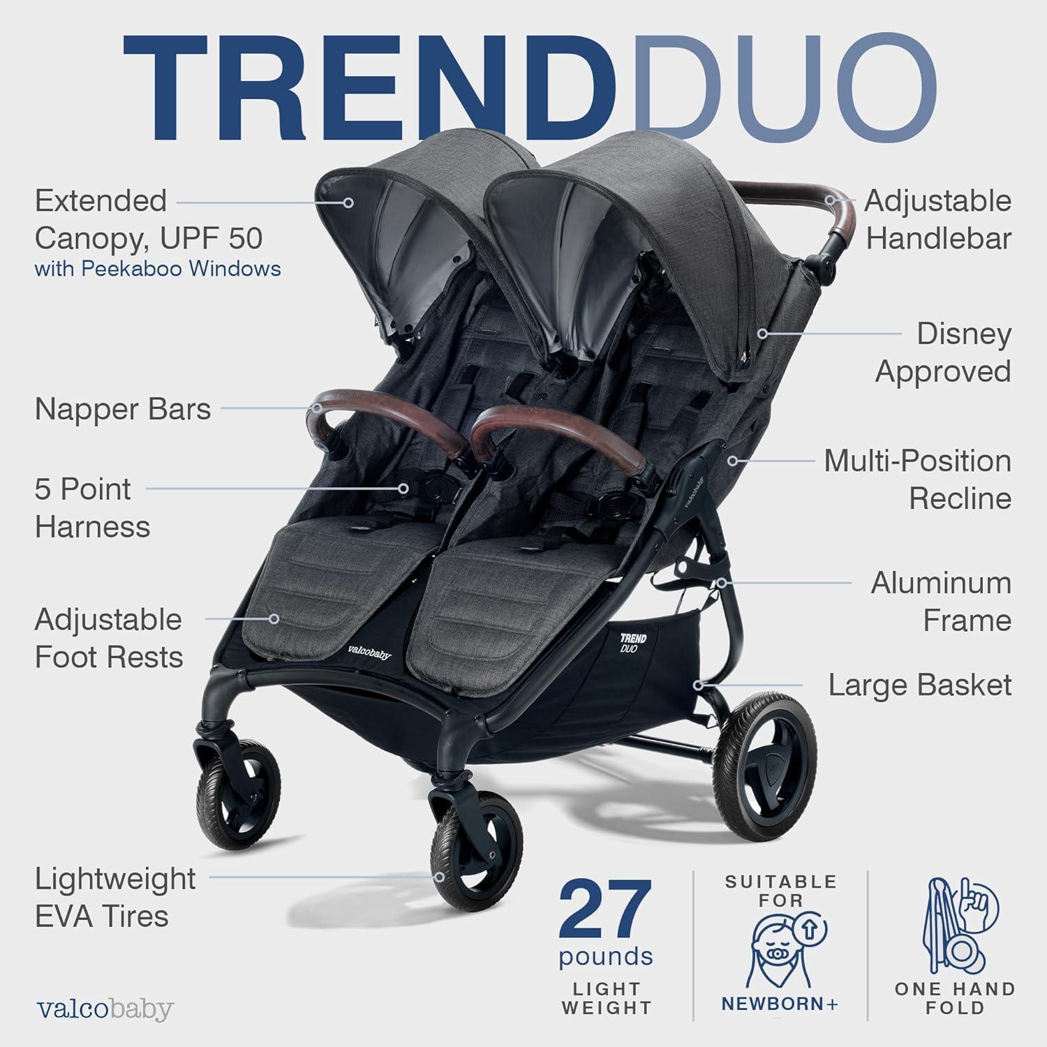 Carrito de Paseo Doble Valco Baby Trend Duo Carbón 2025