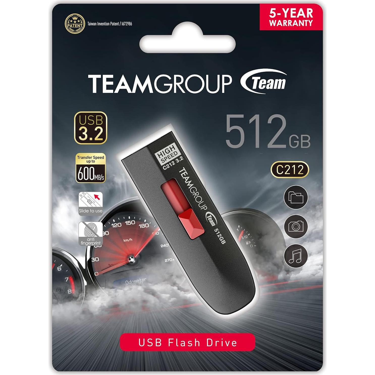 Unidad Flash Externa TEAMGROUP C212 Racer 512GB USB 3.2