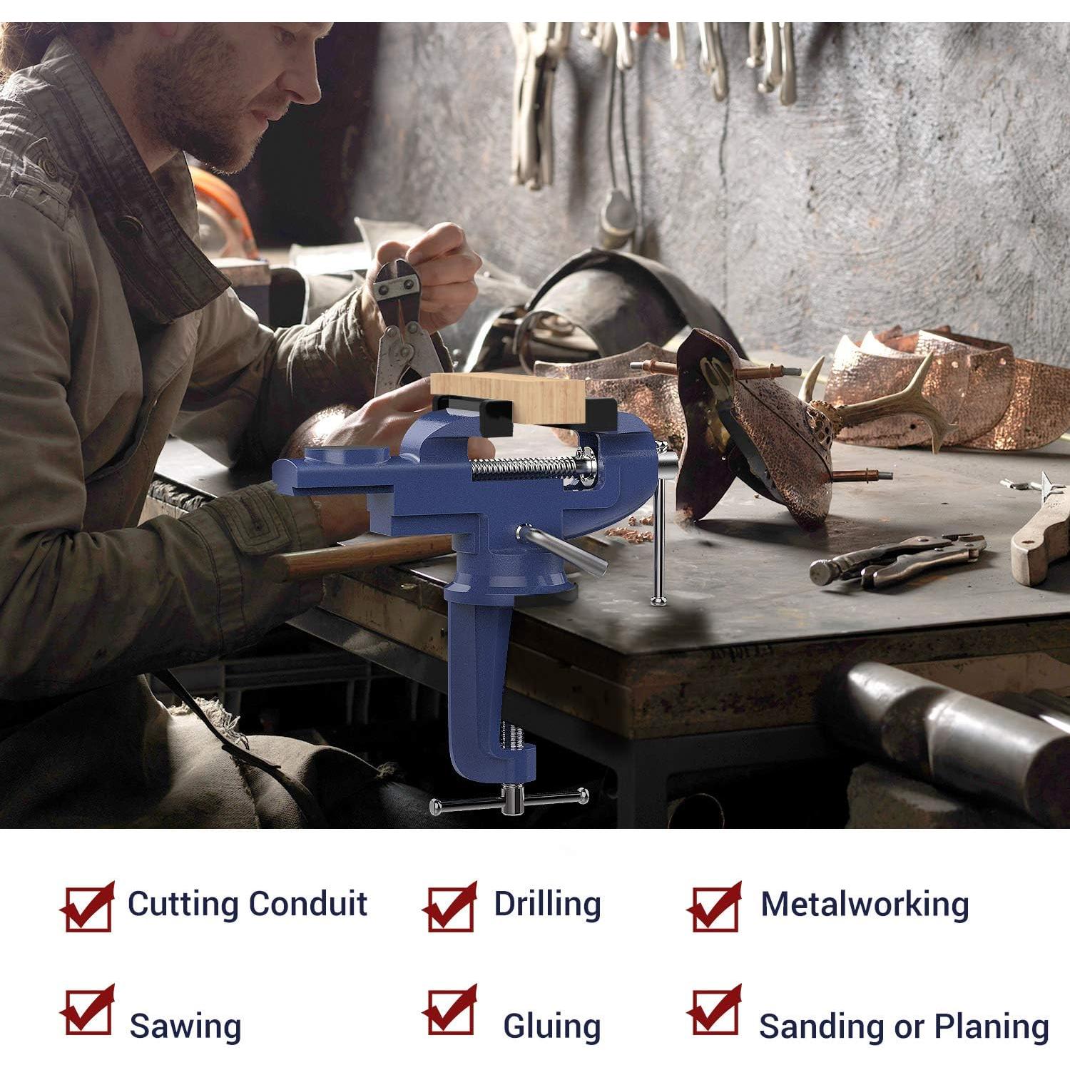 Morsa de Mesa Nuovoware 70 mm Base Giratoria Azul