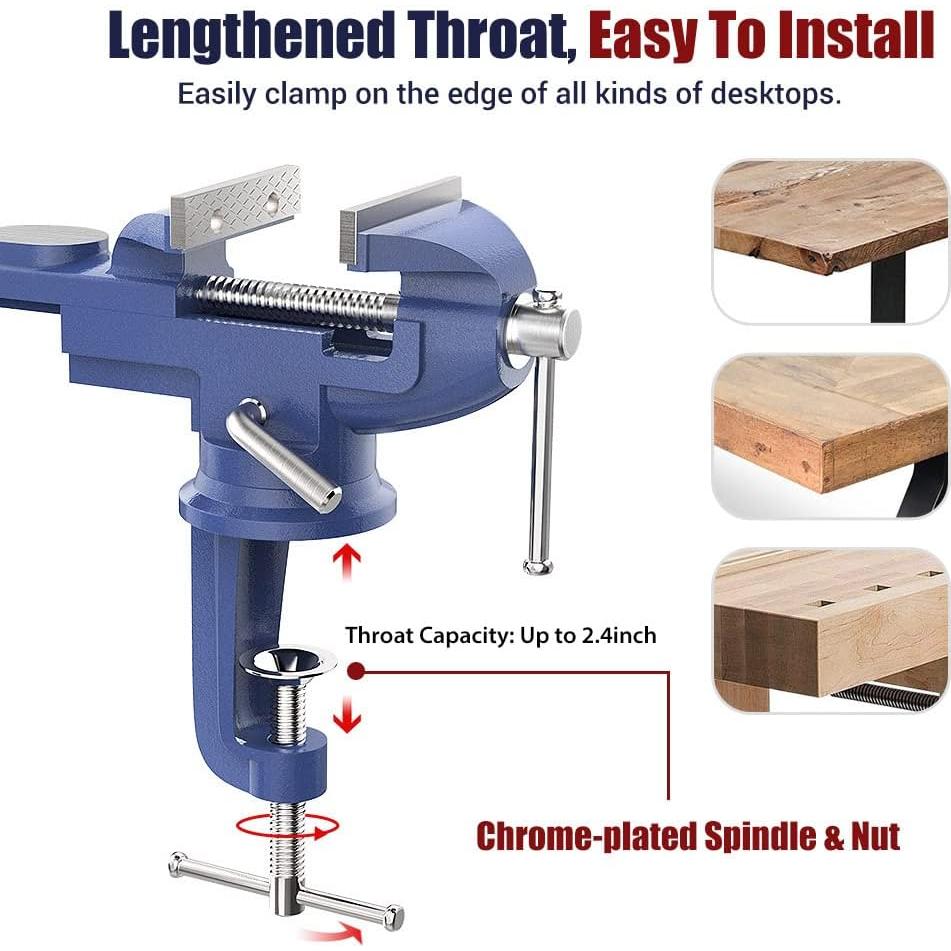 Morsa de Mesa Nuovoware 70 mm Base Giratoria Azul