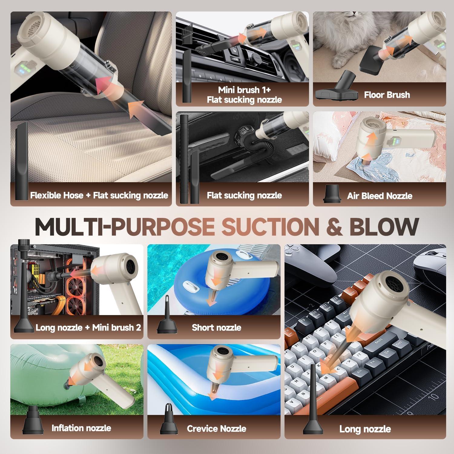 Aspiradora de Coche AIPROIN YC01 Inalámbrica 20000PA 4-en-1