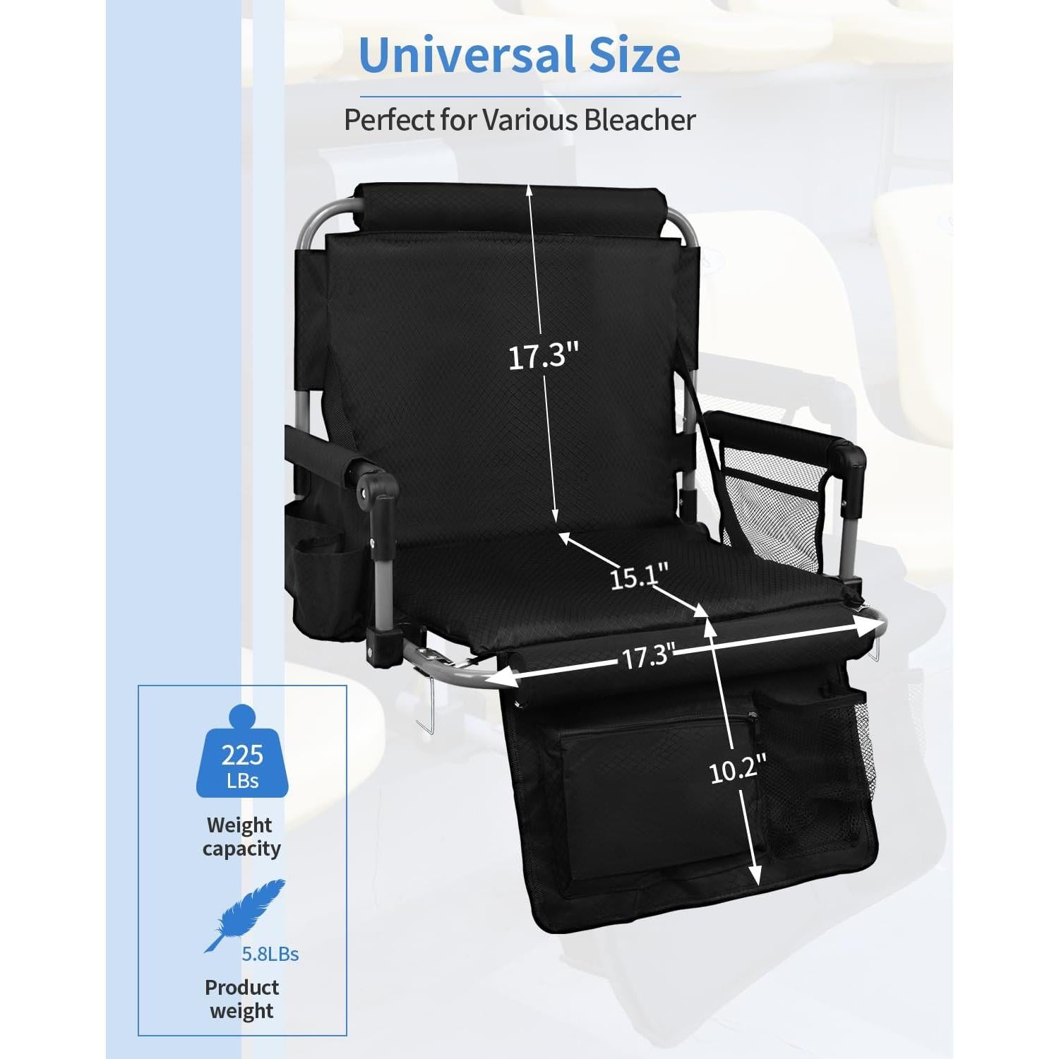 Asiento de Estadio AOOXIMI Plegable con Respaldo y Portavasos