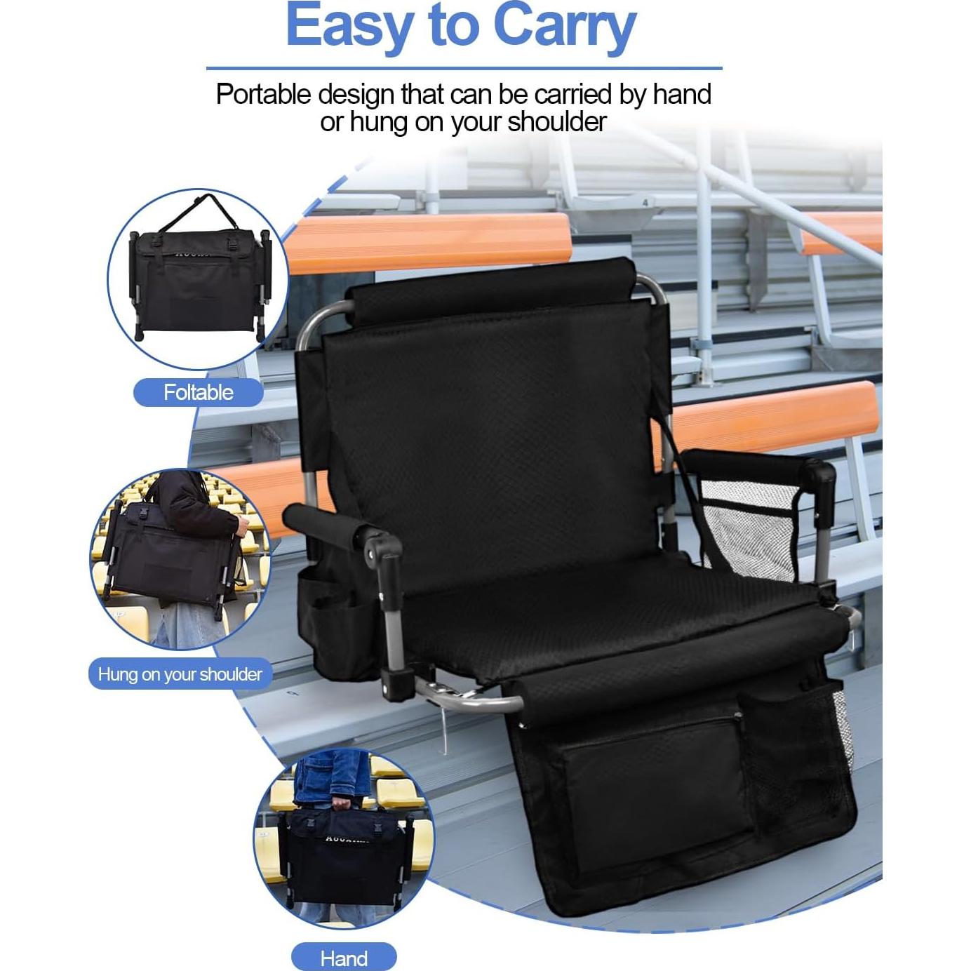 Asiento de Estadio AOOXIMI Plegable con Respaldo y Portavasos