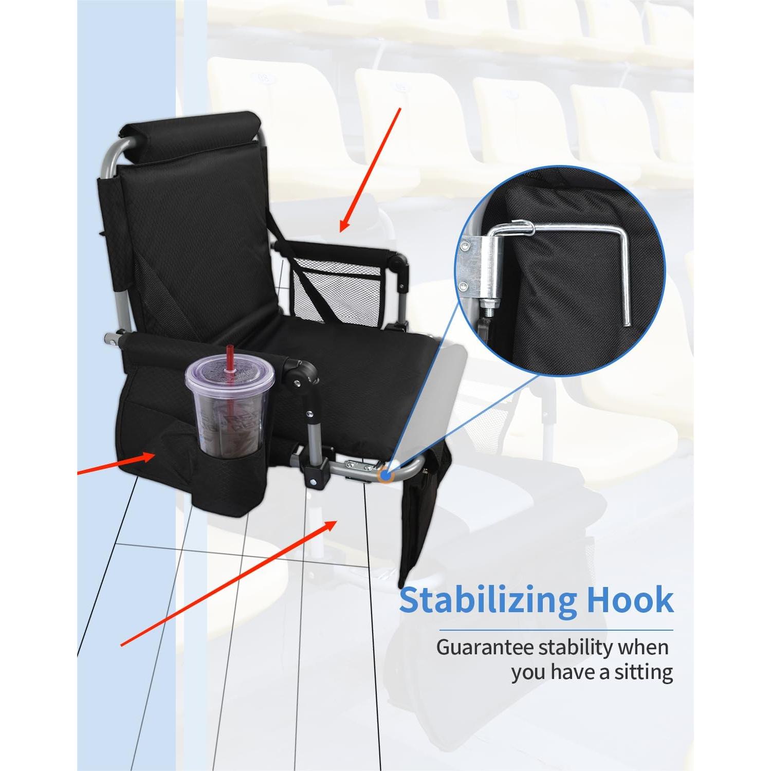 Asiento de Estadio AOOXIMI Plegable con Respaldo y Portavasos