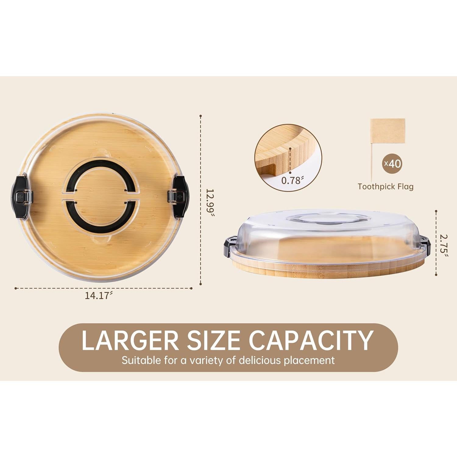 Tabla de Charcutería Redonda THETCHRY de Bambú 36x32.9cm