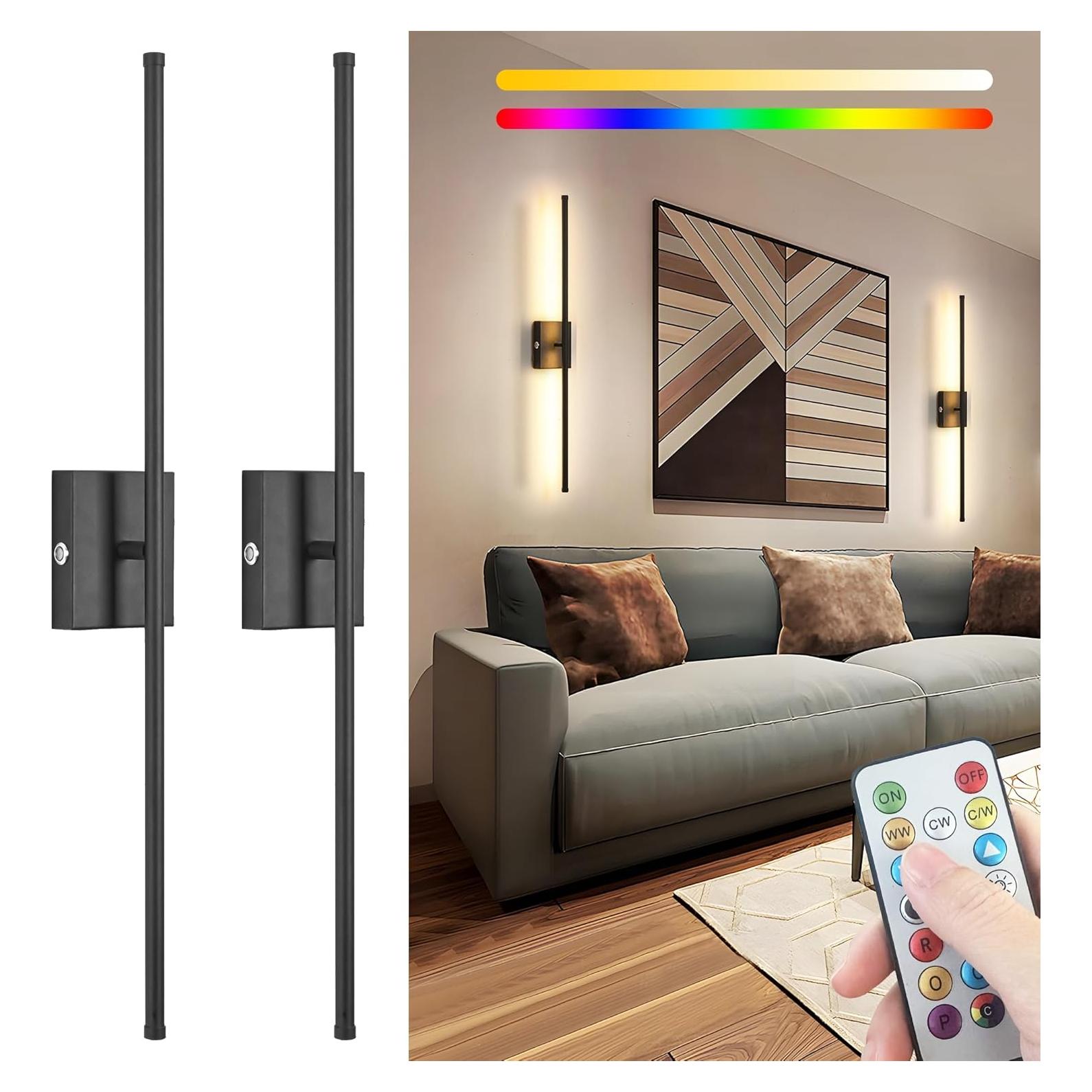 Juego de 2 Lámparas de Pared Inalámbricas Civaza 80cm RGB