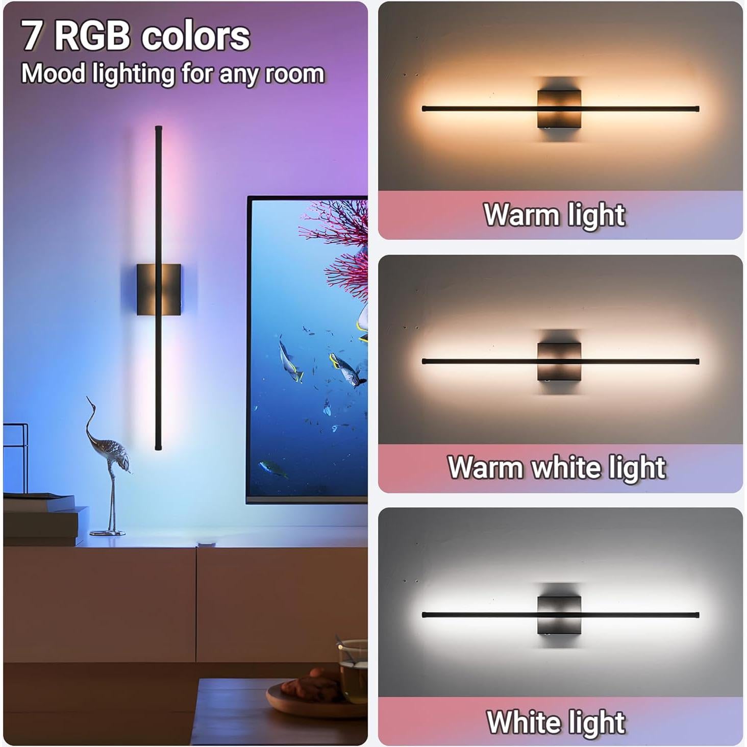 Juego de 2 Lámparas de Pared Inalámbricas Civaza 80cm RGB