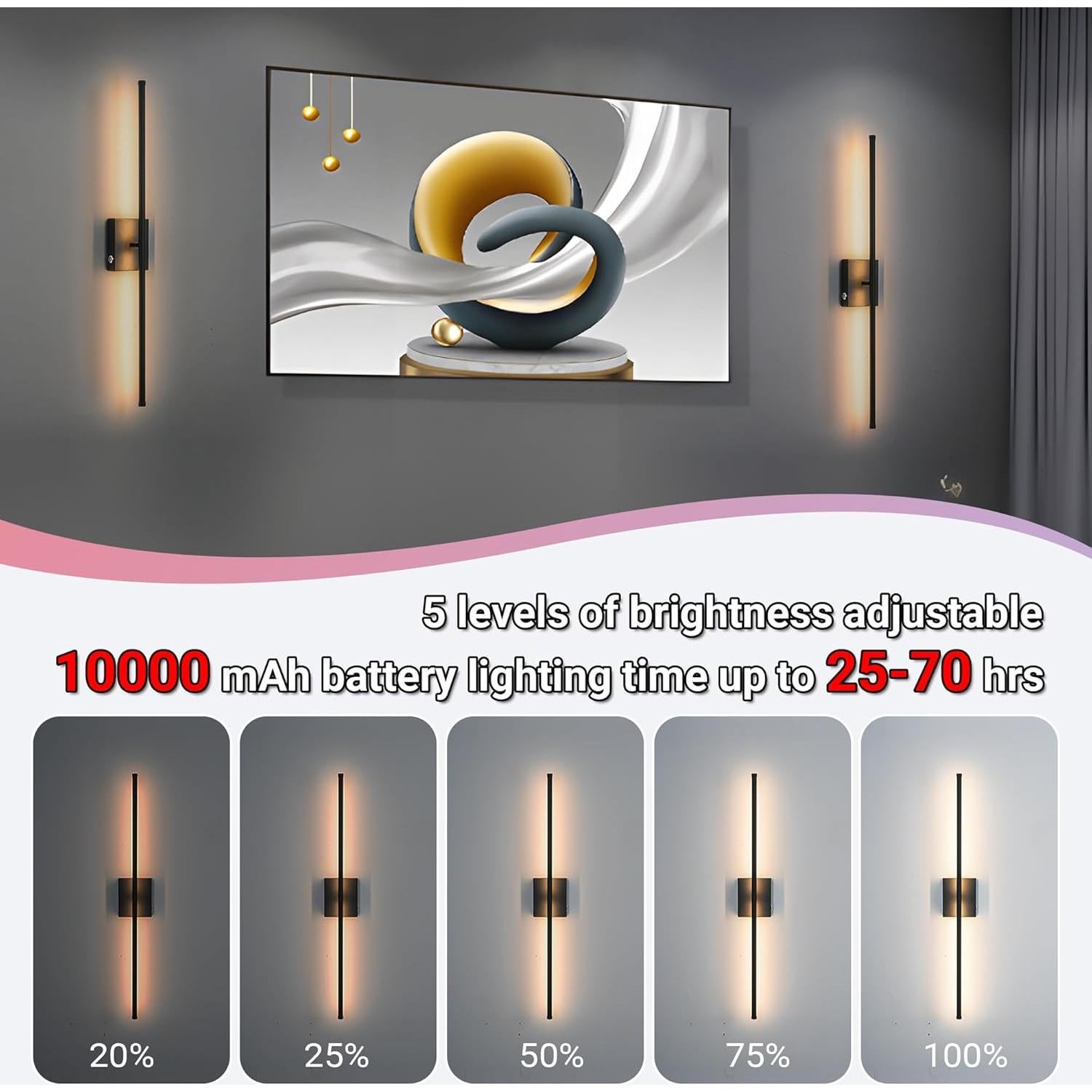 Juego de 2 Lámparas de Pared Inalámbricas Civaza 80cm RGB